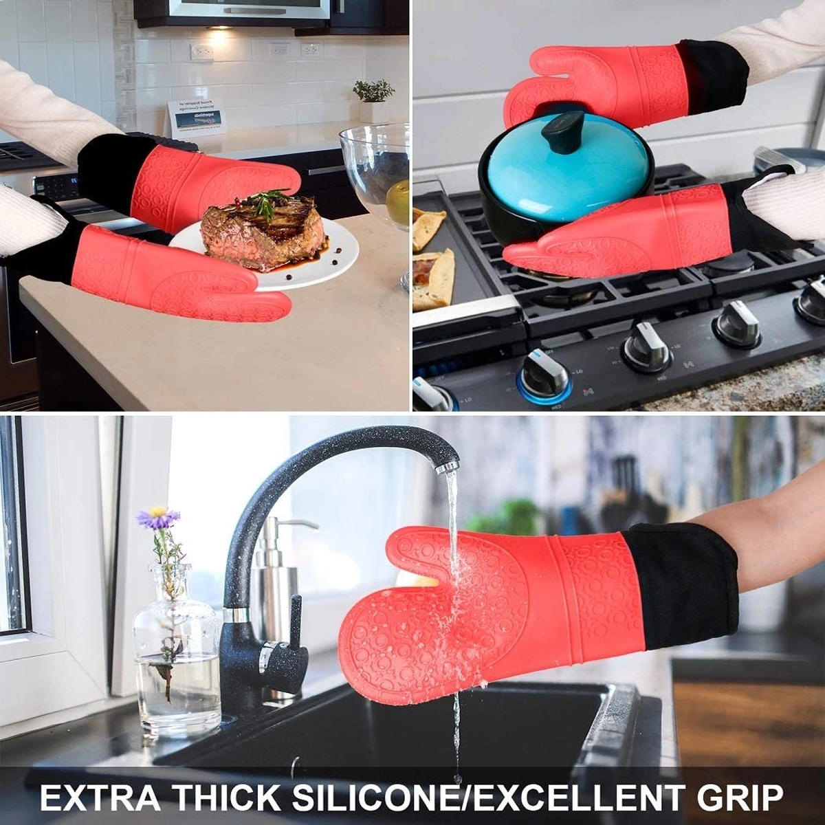 Silicone Oven Mitts And Pot Holders Set 5