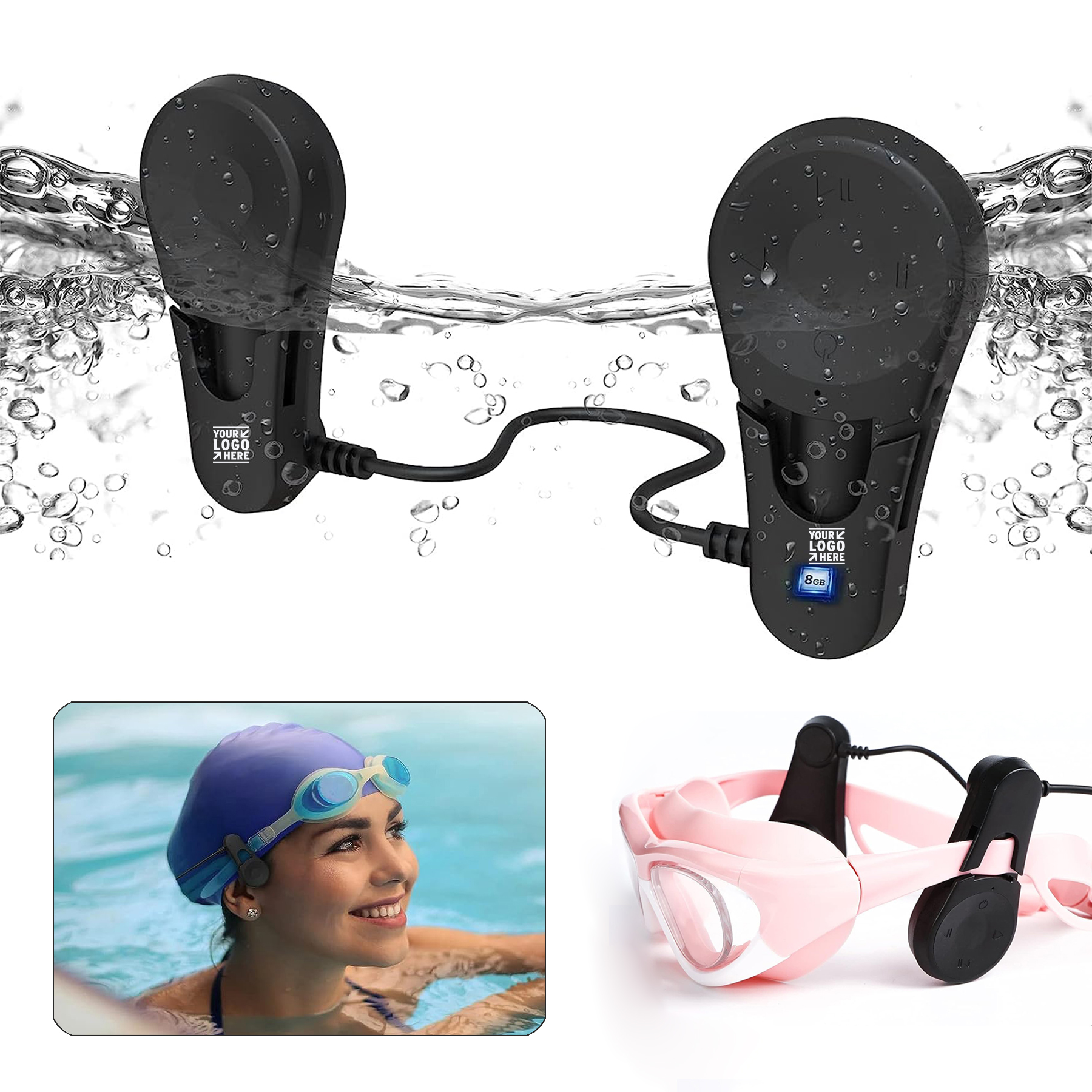 IPX8 Waterproof Underwater Music MP3 Player Bone Conduction Design Swimming Headphone 2