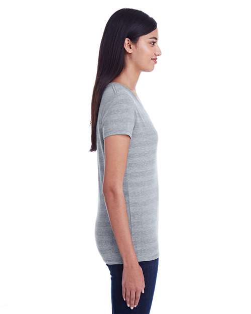 Women's Invisible Stripe V-Neck T-Shirt - 252RV 6