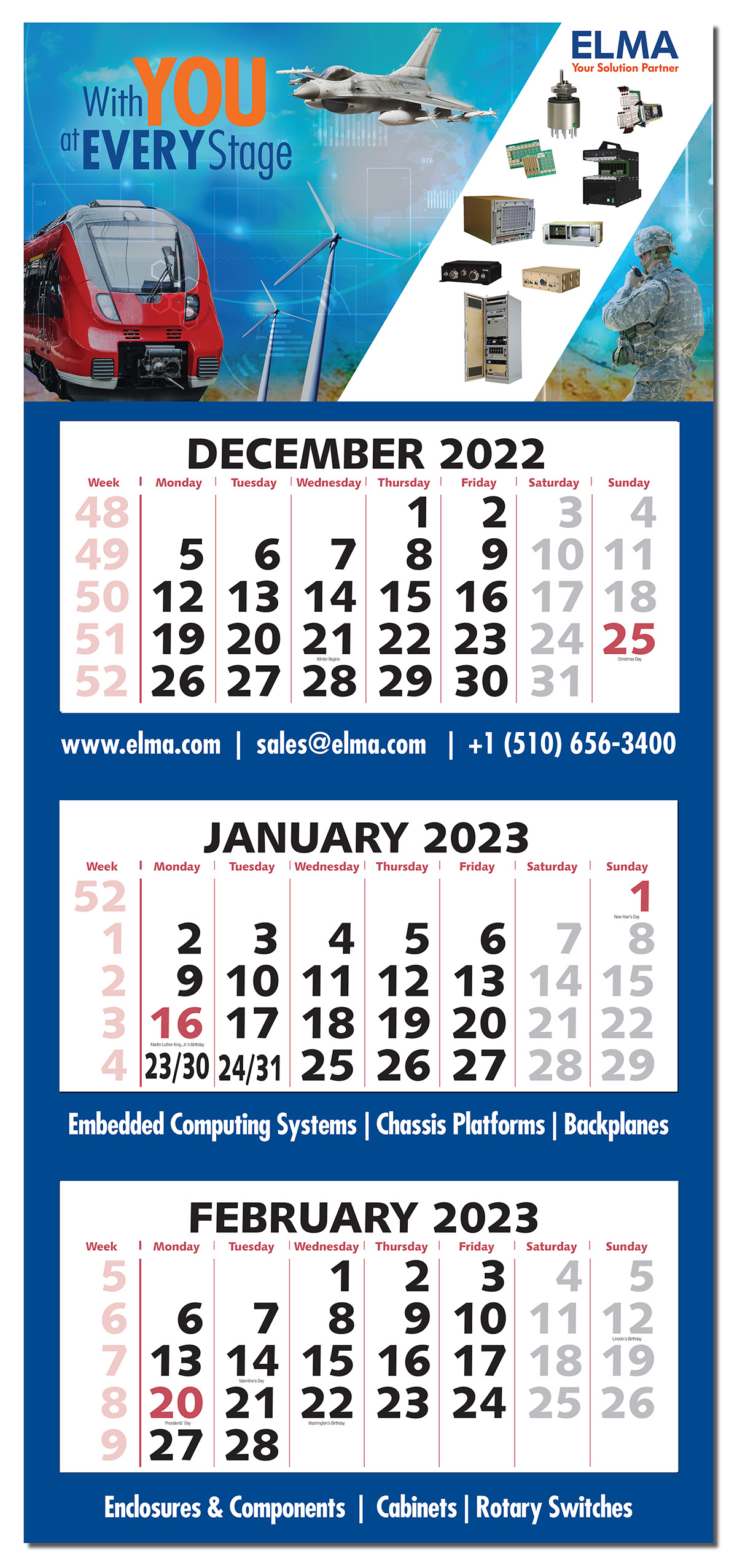 3 Month to View Wall Calendar