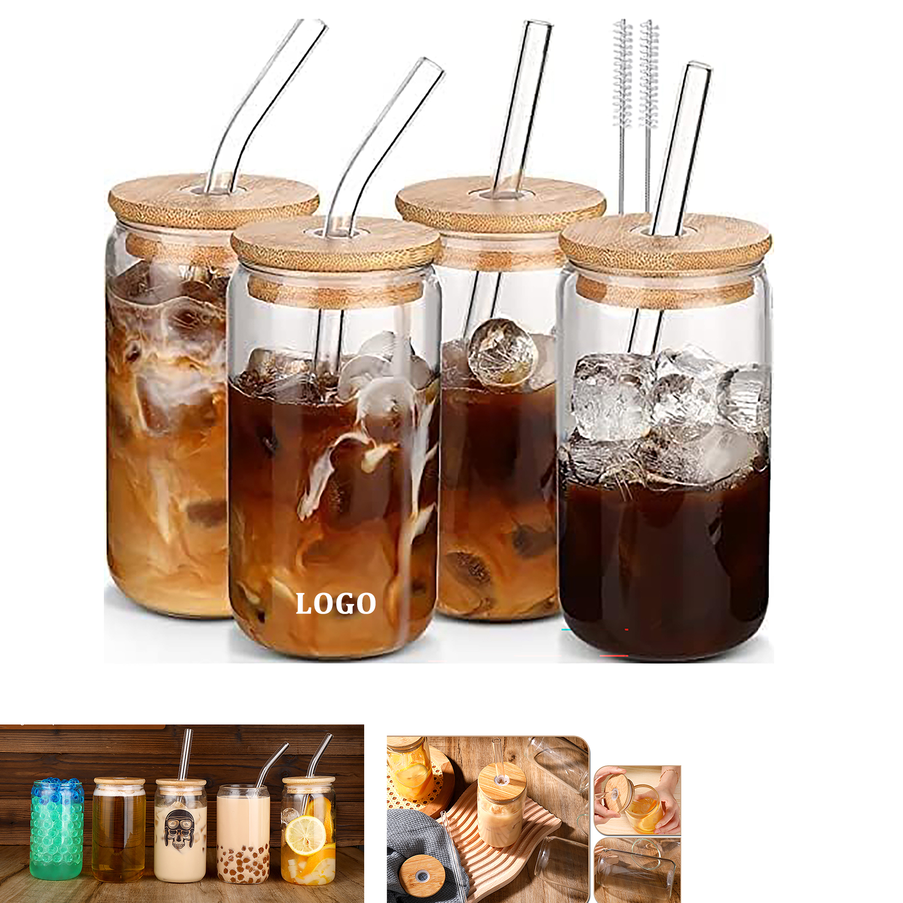 16 Oz Cola Cup with Bamboo Lid and Straw 2