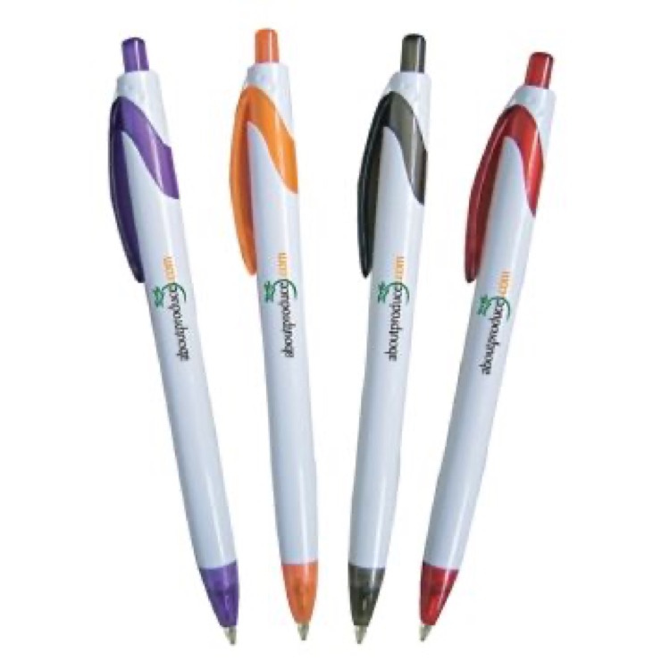 White Barrel Pen w/ Color Trim and Tip (3 Days)