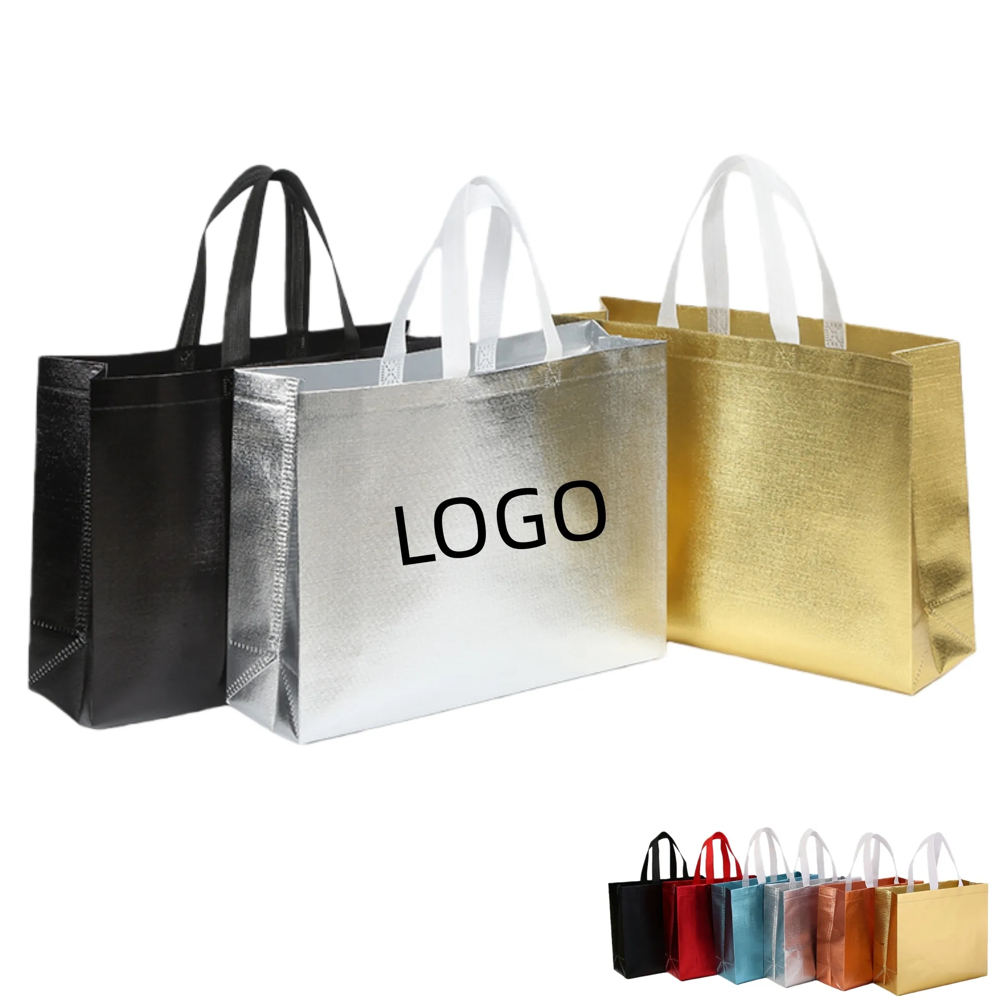 Glossy Laminated Non Woven Tote Bag For Apparel Packaging