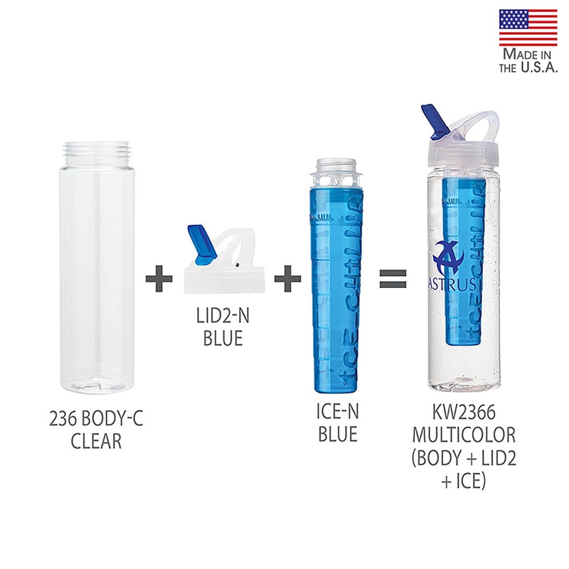 Laguna 32 oz. PET Bottle with Flip Spout & Ice Stick 1