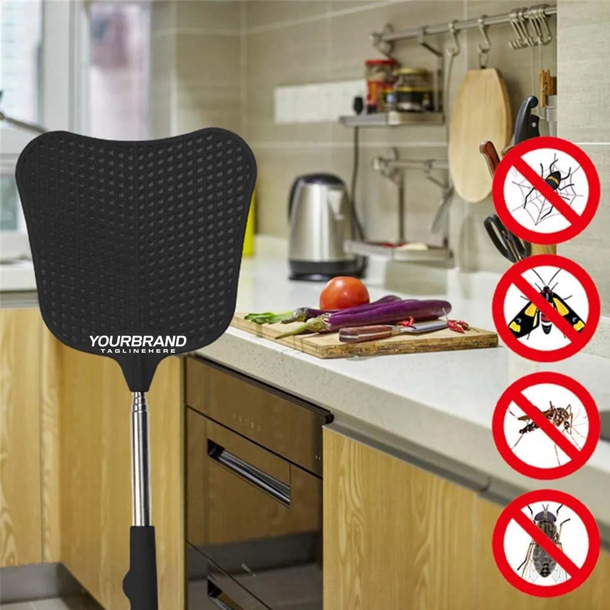 Telescopic Durable Stainless Steel Handle Fly Swatter 2