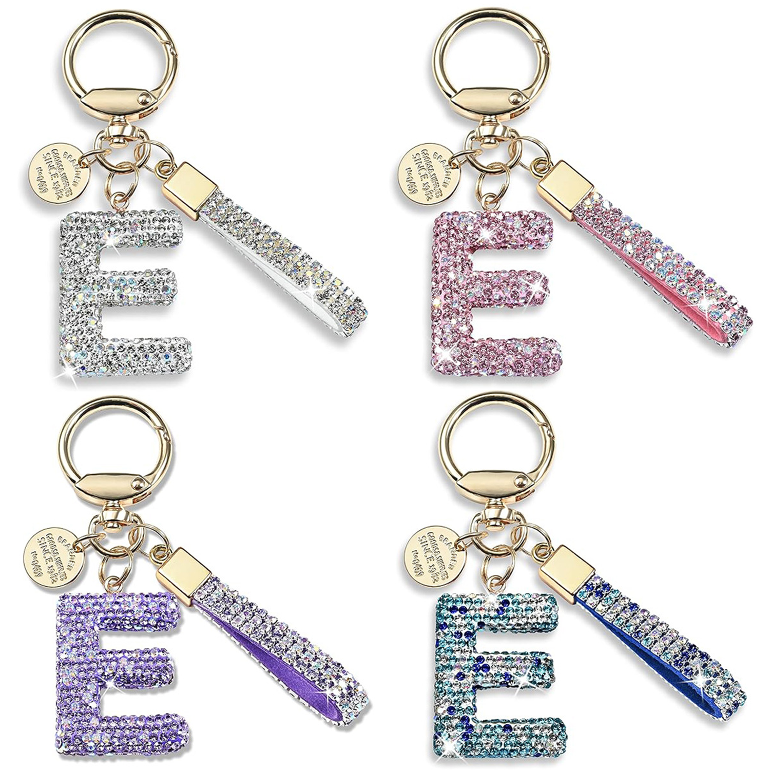 Sparkly Initial Letter Alloy Keychain 5