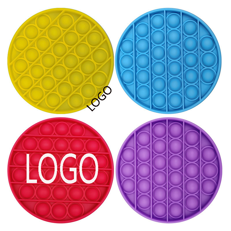 Circle Shape Pure Color Push Pop Bubble Fidget Sensory Toy Sunshine 2