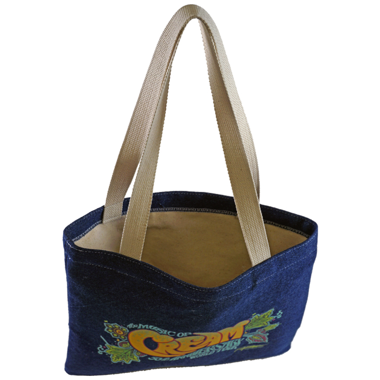 Flat Denim Tote, with Cotton Handles & Cotton Liner, custom tote bag with logo imprint 4
