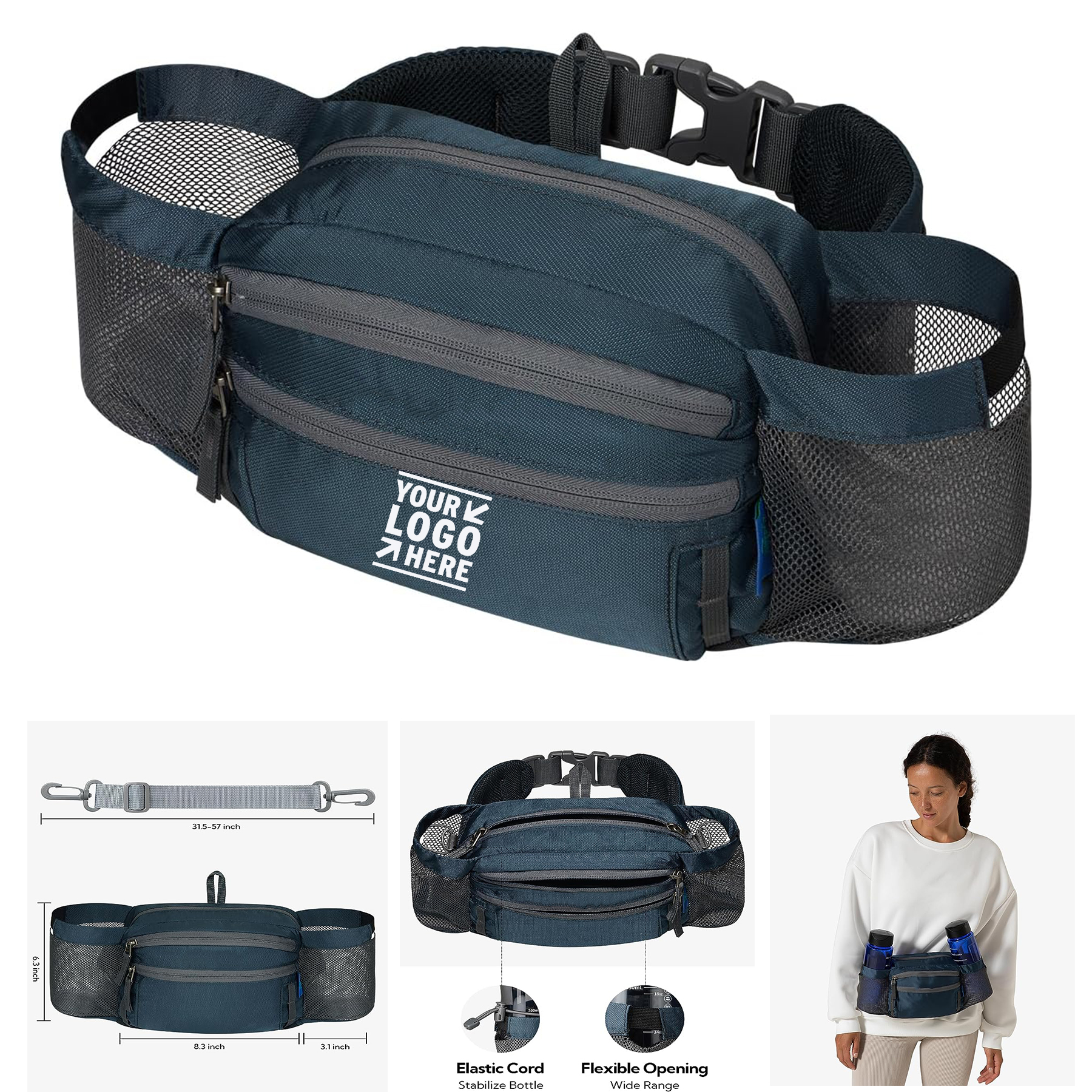 Woman Man Lightweight Fanny Waist Bag Large Hiking Fannie Pack Lumbar Belt With Two Water Bottle Ho 2
