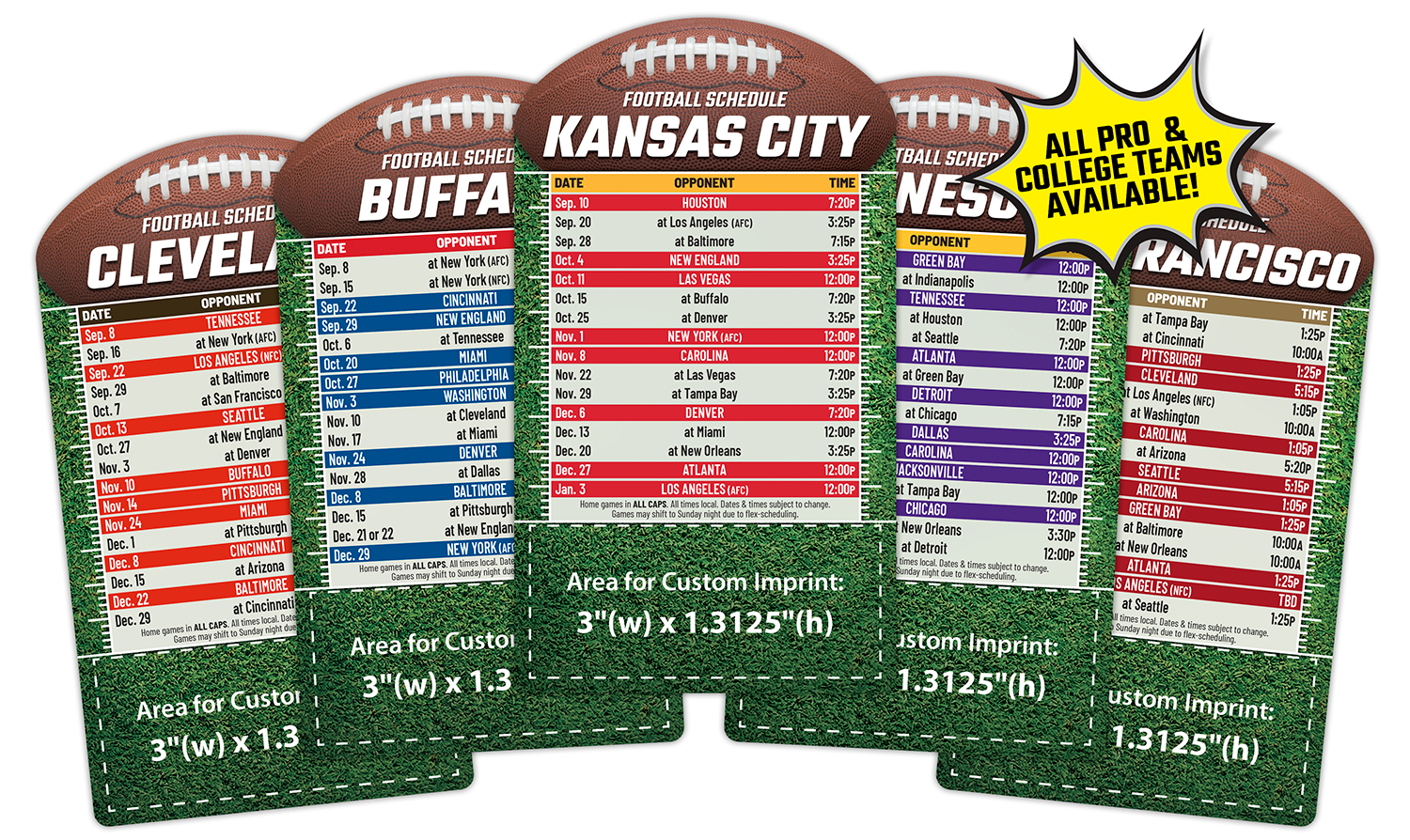 Magnet - Football Topper Shape Rectangle (3.25x5.75) - 20 mil. 3
