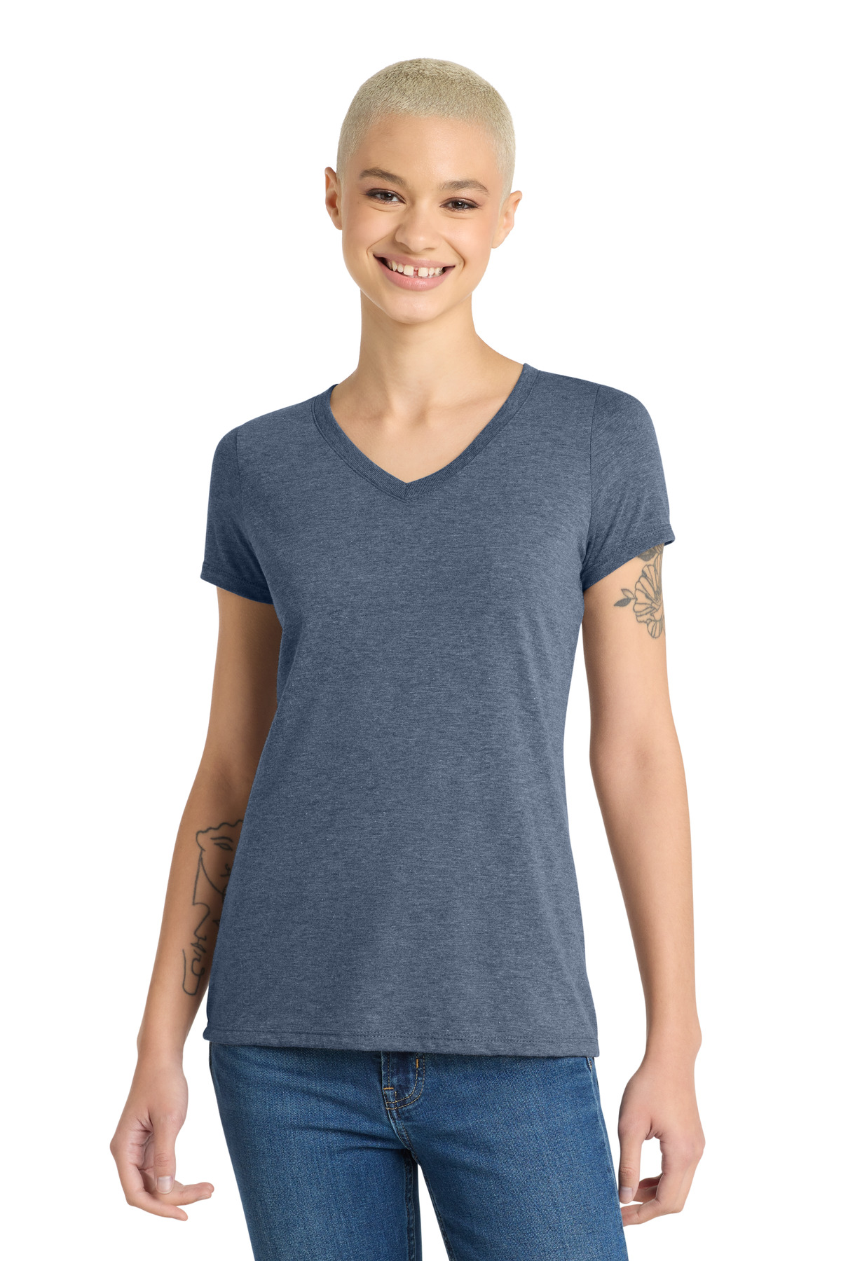 District Women's Perfect Tri V-Neck Tee. DM1350L 60