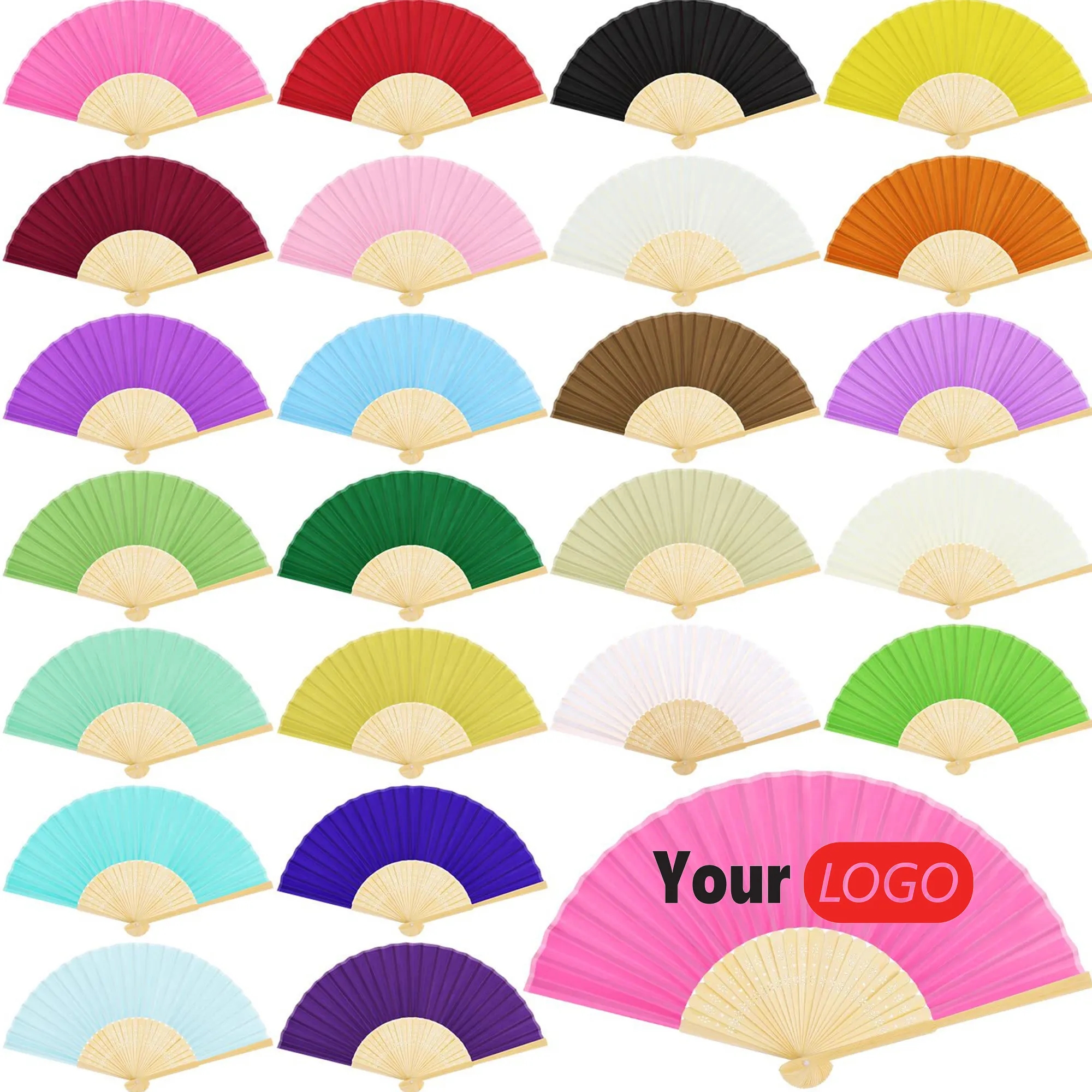 Full-color Folding Bamboo Paper Hand Fan 1