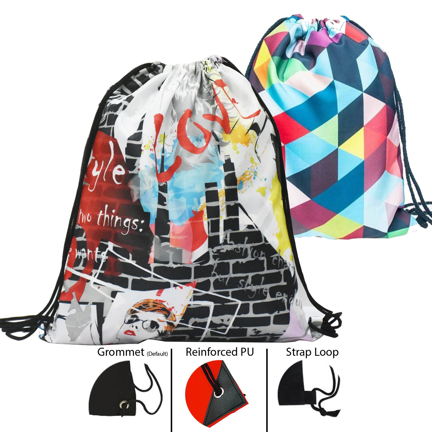 Rock'it 3-Day Premium 210D Sublimated Drawstring Cinch Up Backpack (15" x 18") 5