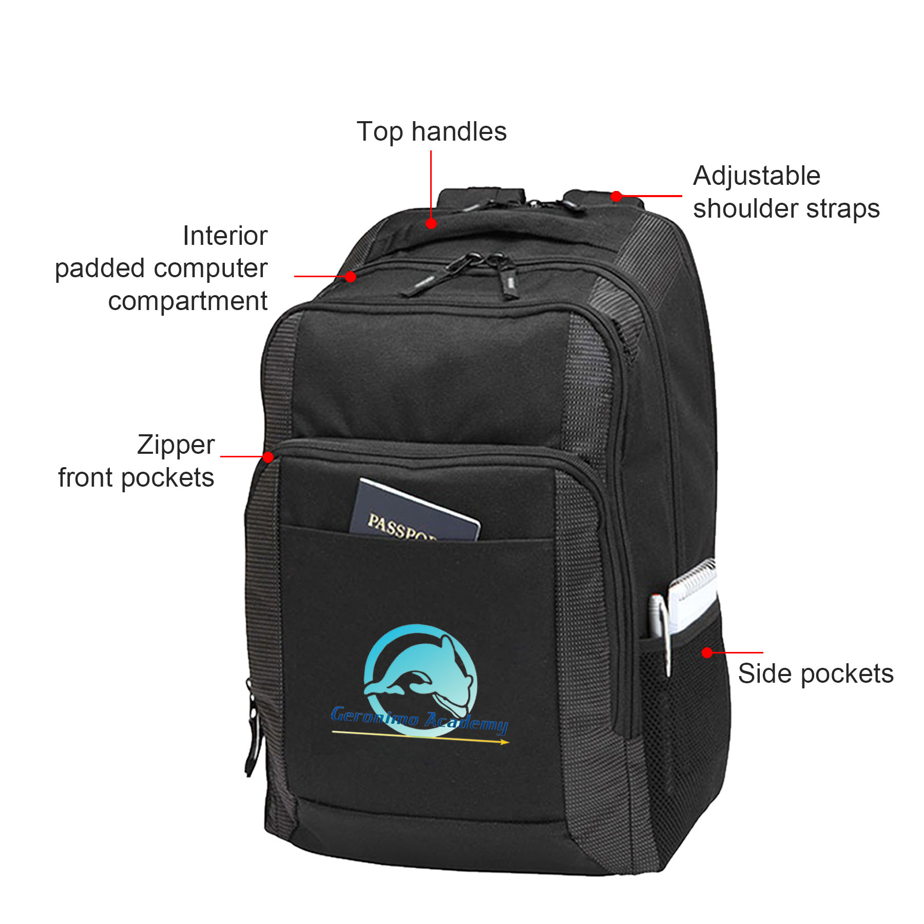600 Denier Deluxe Tech Style Computer Backpack with Doby Trim 6