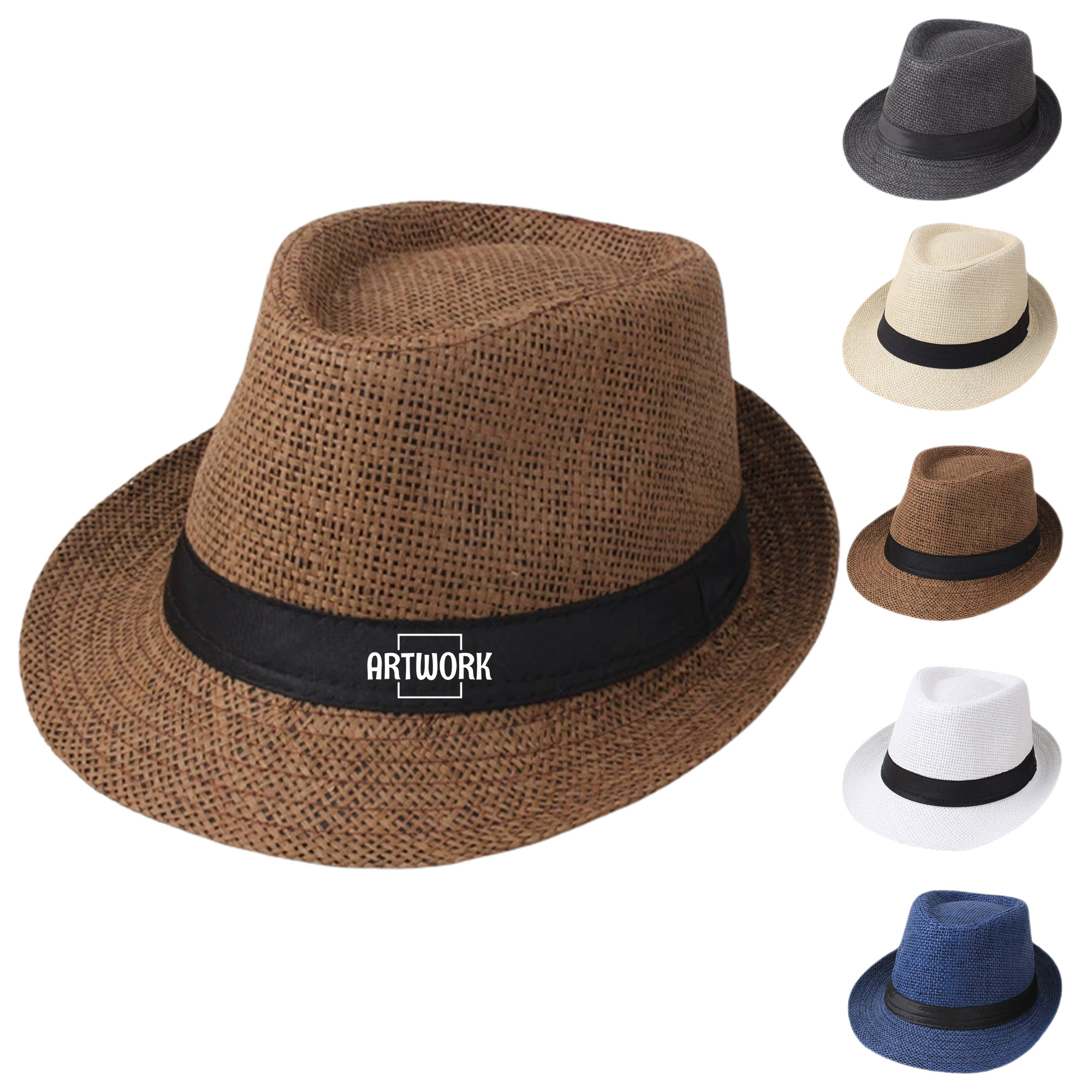 Short Brim Straw Fedora Sun Hat 6