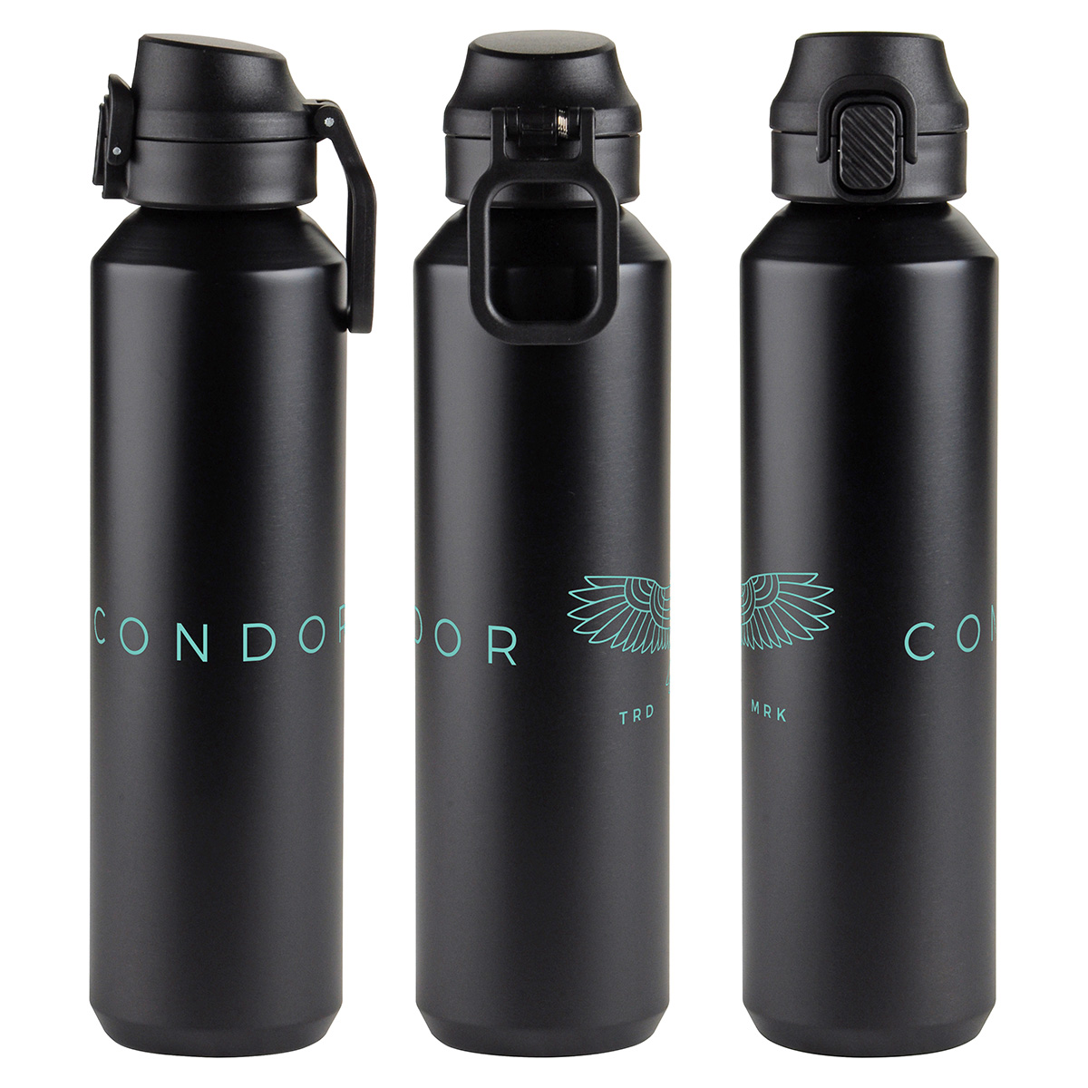 Nexus 27 oz Recycled Aluminum Bottle with Flip-Top Lid and Carabiner 21
