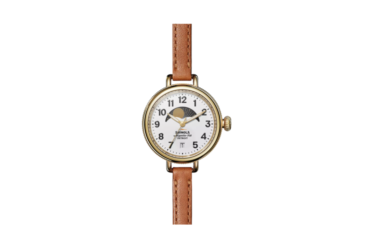 Shinola The Birdy Moon Phase Women's Leather Strap Watch 1