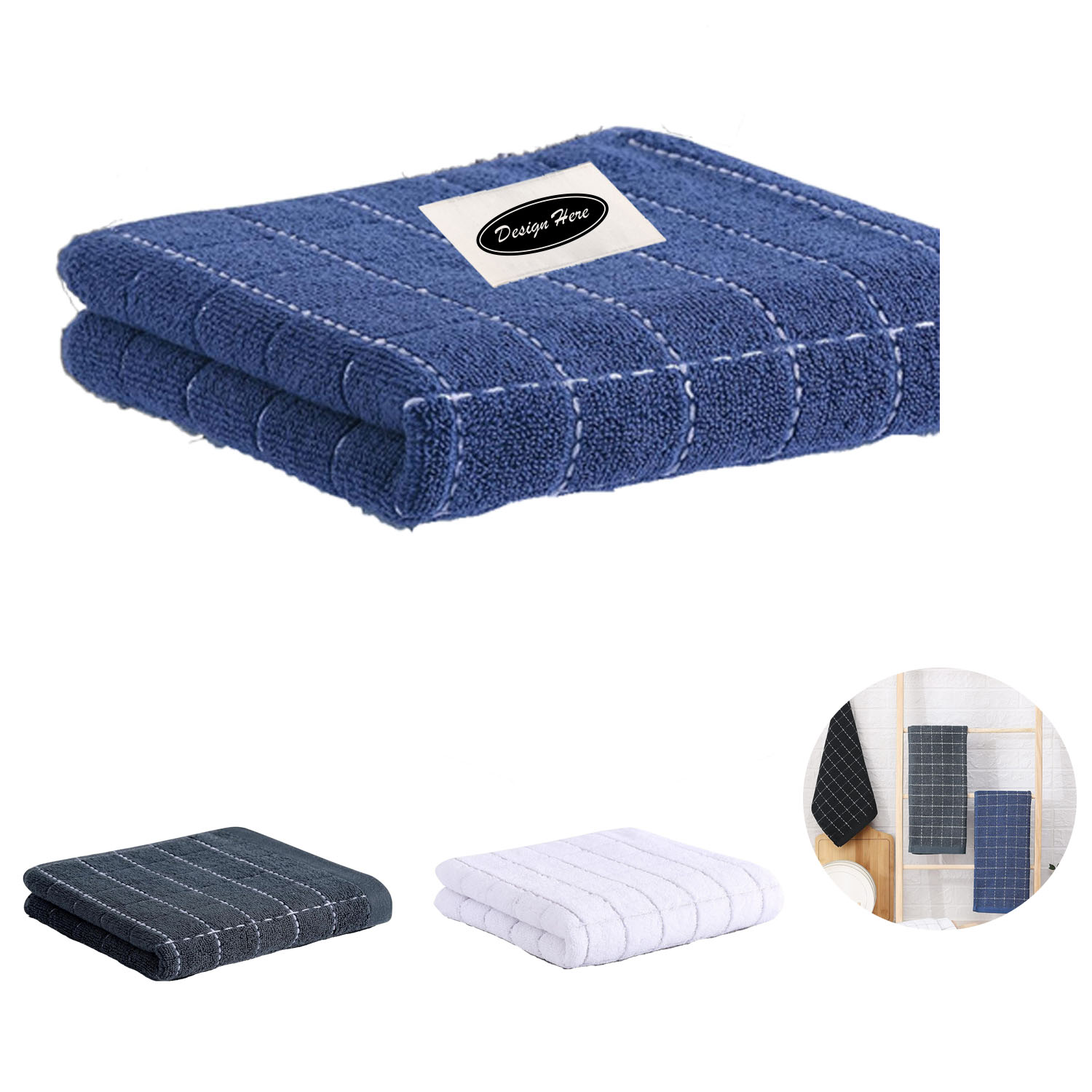 Premium 100% Cotton Kitchen Towels Soft & Highly Absorbent 3