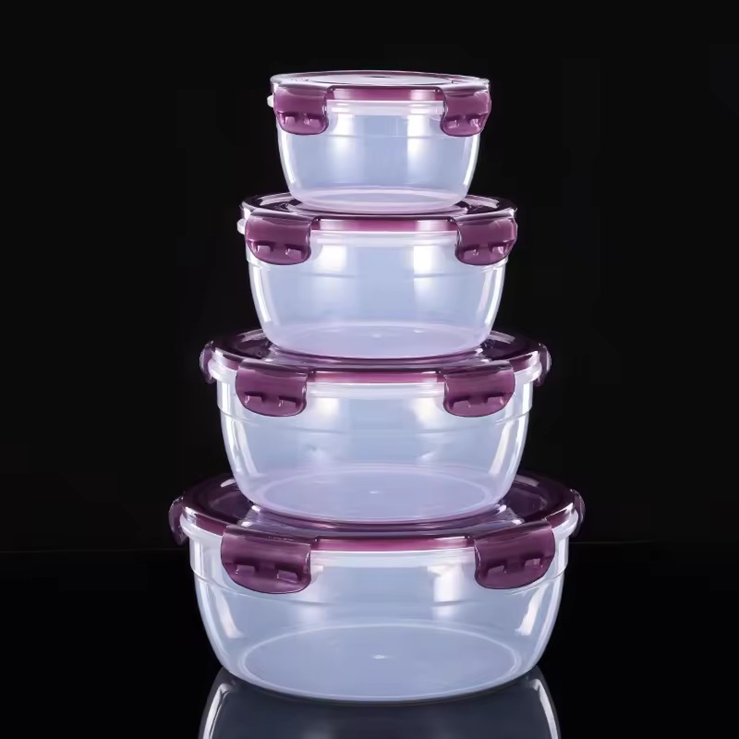4Pcs Portable Plastic Food Containers with Lids 4