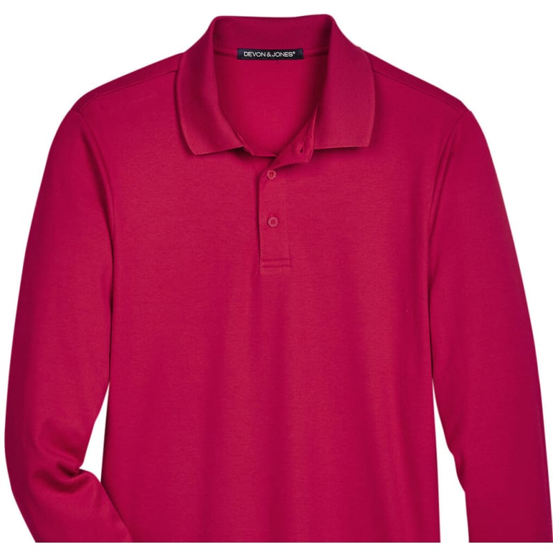 Devon & Jones CrownLux Performance™ Men's Plaited Long Sleeve Polo 24