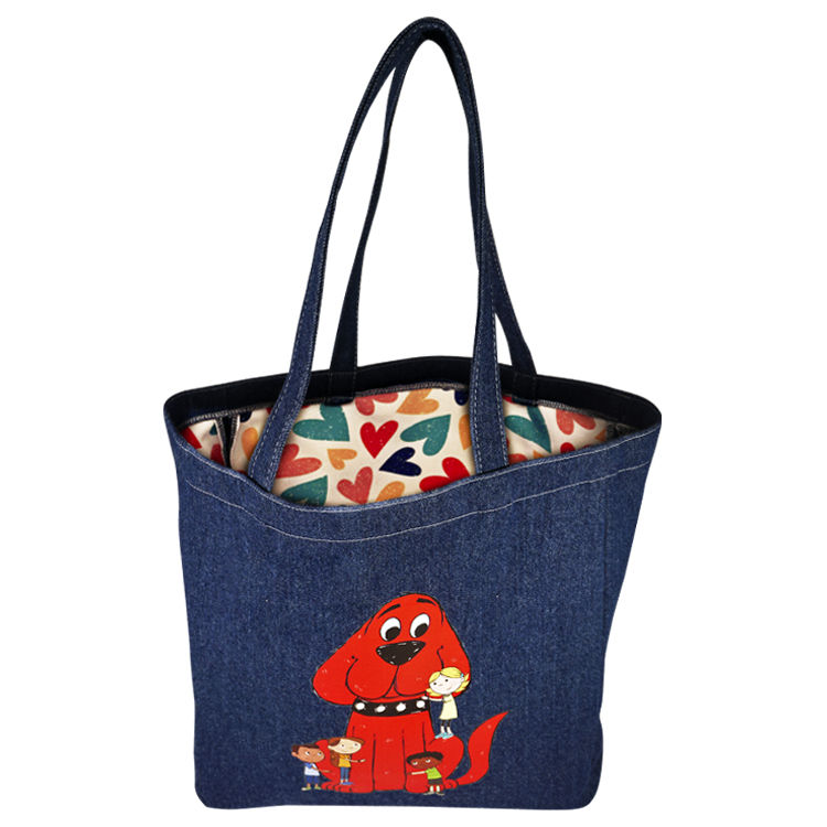 Full Side Gusset Denim Tote, with Denim Handles & Sub Liner, custom tote bag with logo imprint 3