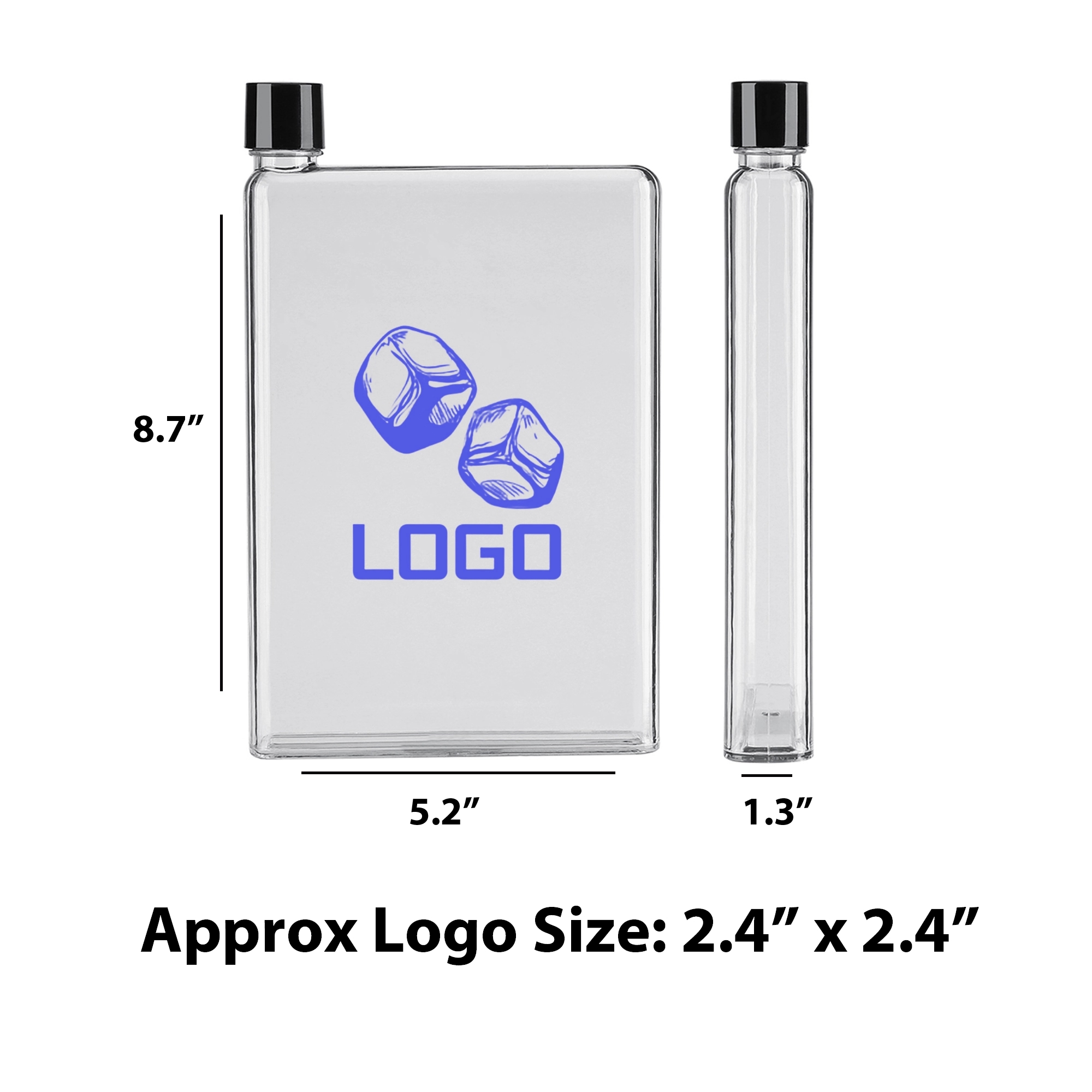 Clear Reusable Slim Flat Water Bottle 8