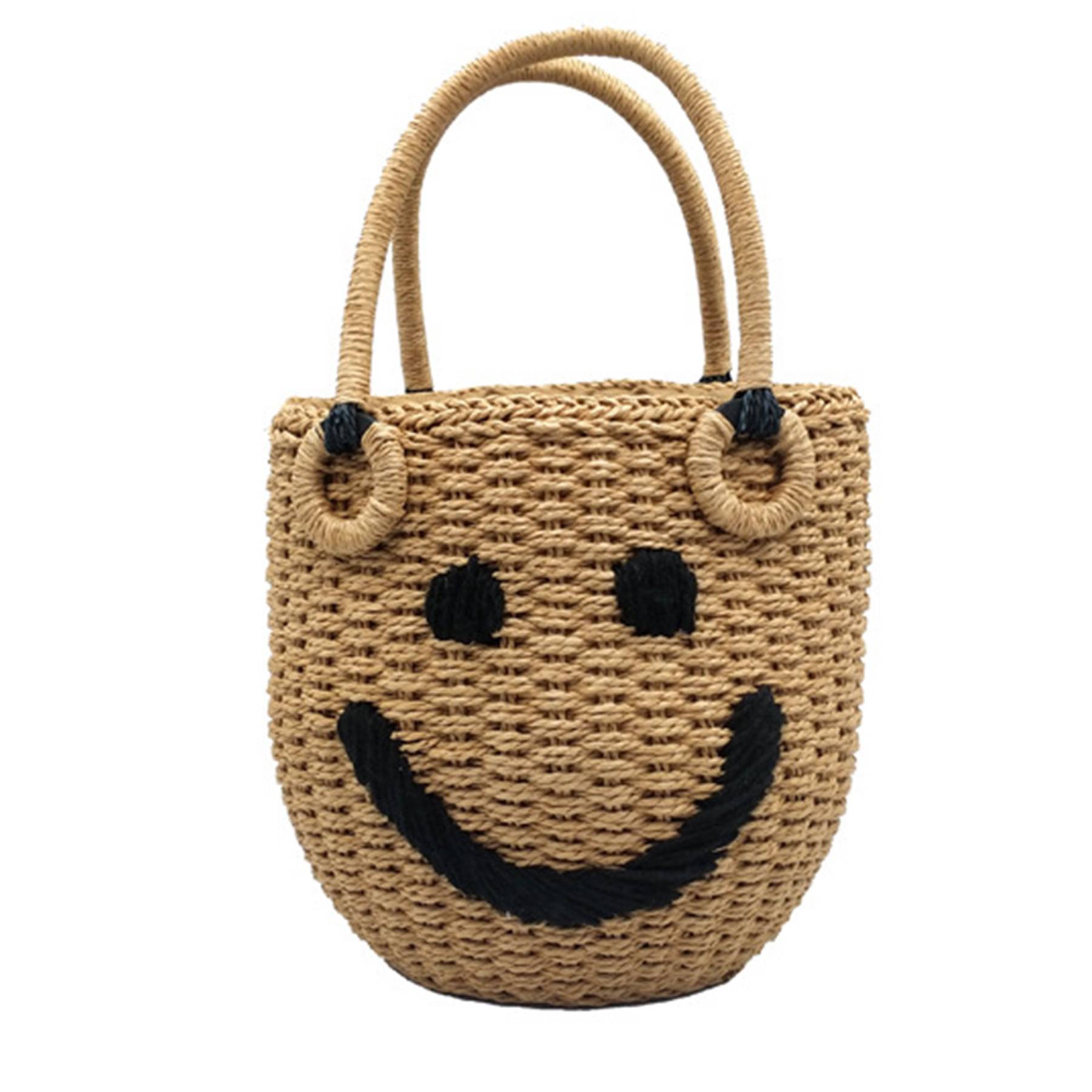 Jute Smiley straw bucket bag 4