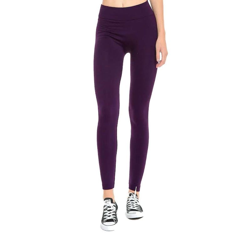 Women's Fleece Lined Leggings - Deep Purple One Size Fits Most 2