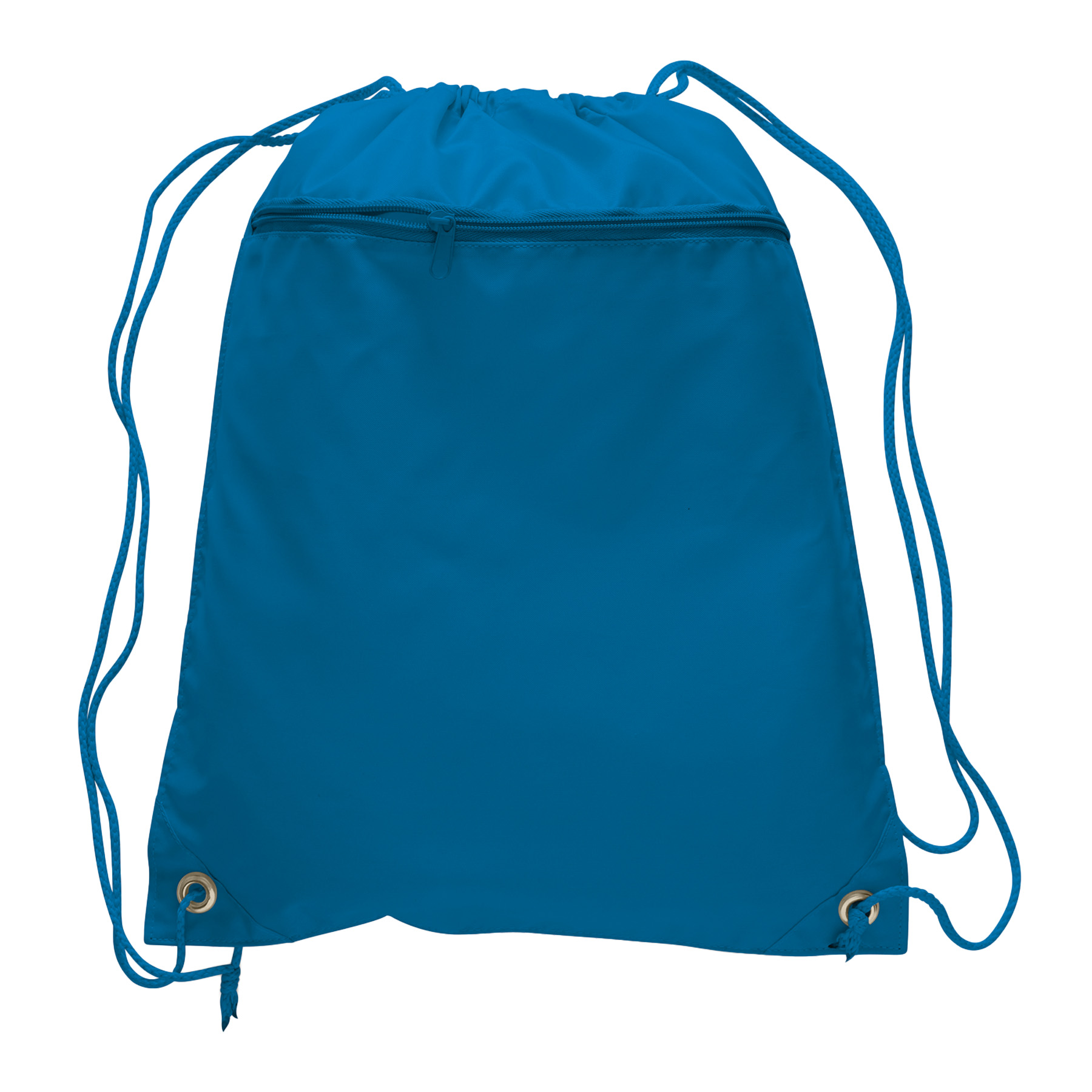Polyester Drawstring Backpack w/ Front Pocket 12