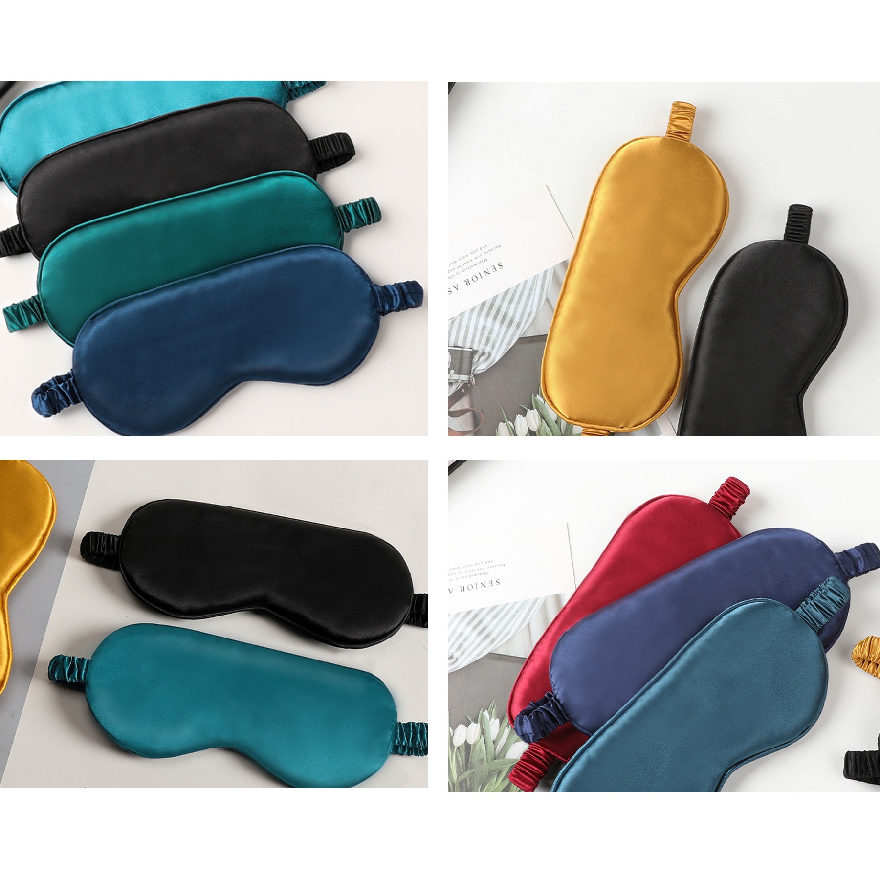 Imitated Silk Fabric Eye Mask With Elastic Strap 2