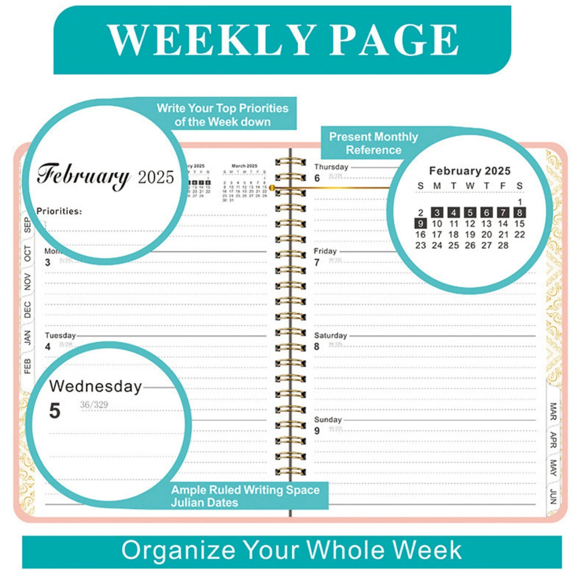 2025 Monthly Planner with Spiral Bound 3