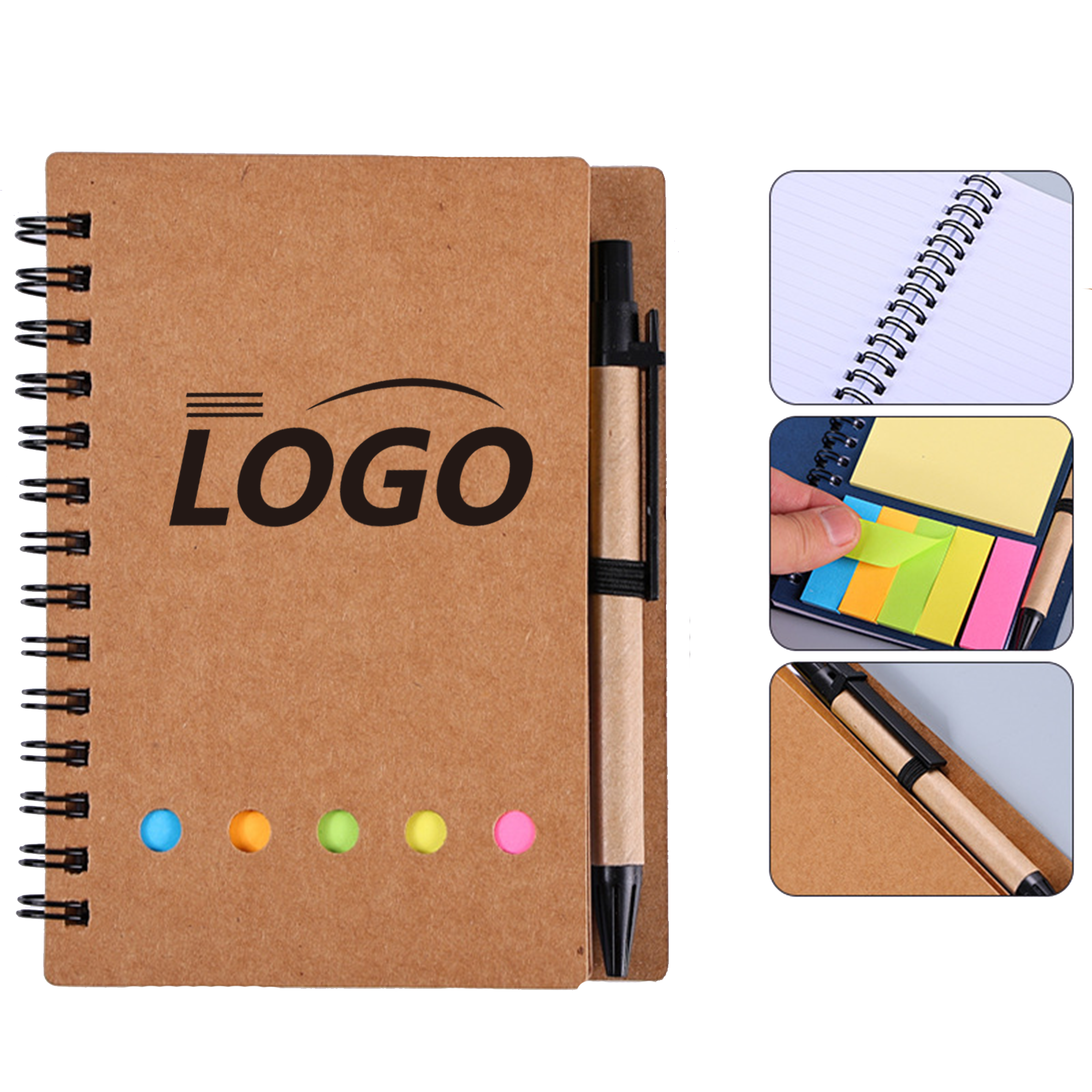 Wirebound Notebook With Sticky Pads And Writing Instrument 4