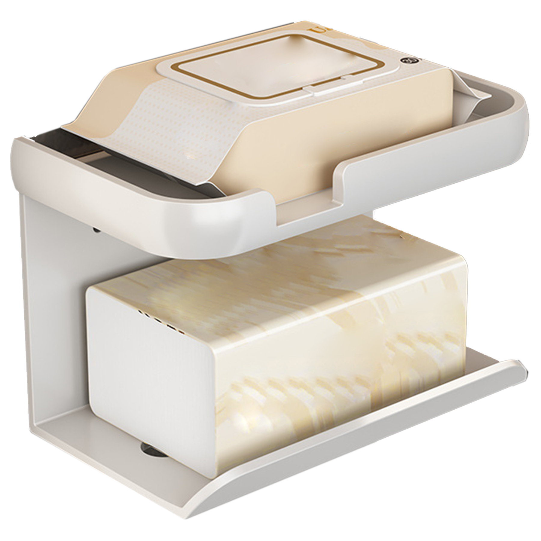 Aluminum Toilet Paper Roll Holder with Shelf for Bathroom 3