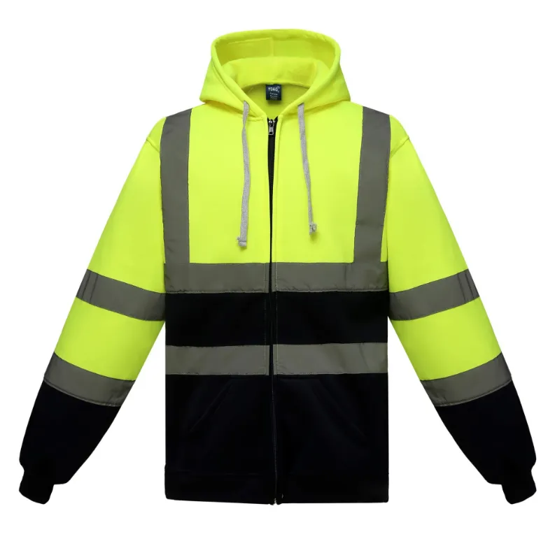 High Vis Class 3 Reflective Safety Zipper Hoodie w/ Pocket 2