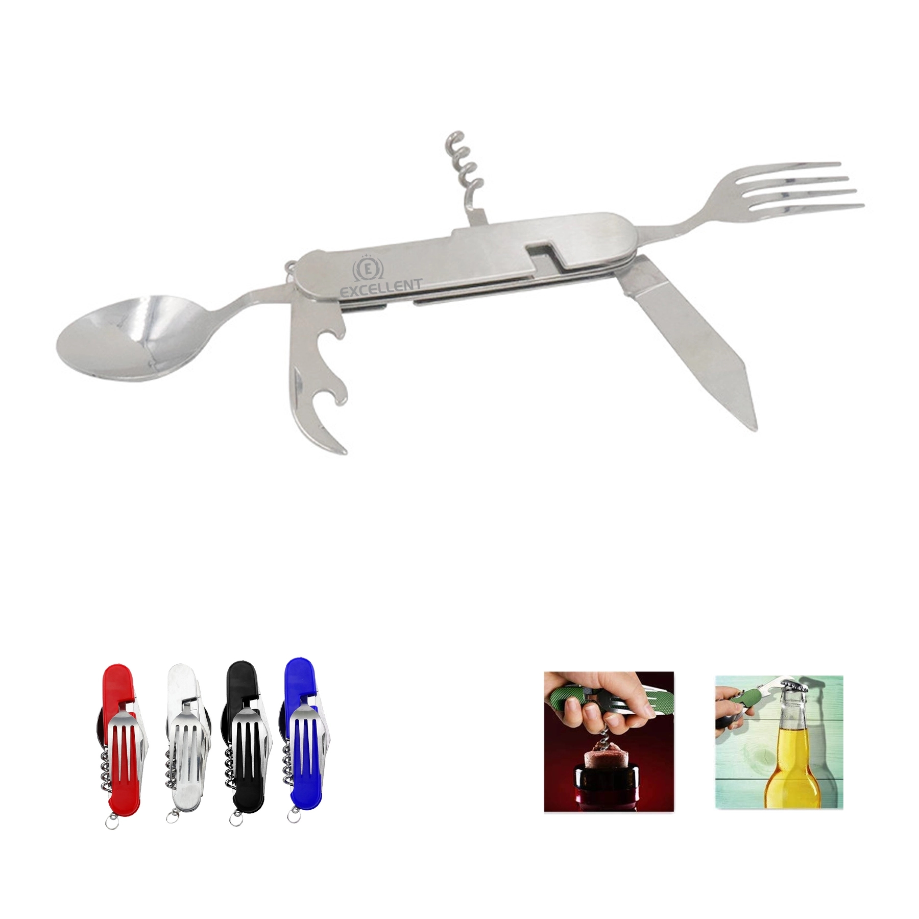 6 in 1 Camping Tableware Folding Fork Spoon Combination 2