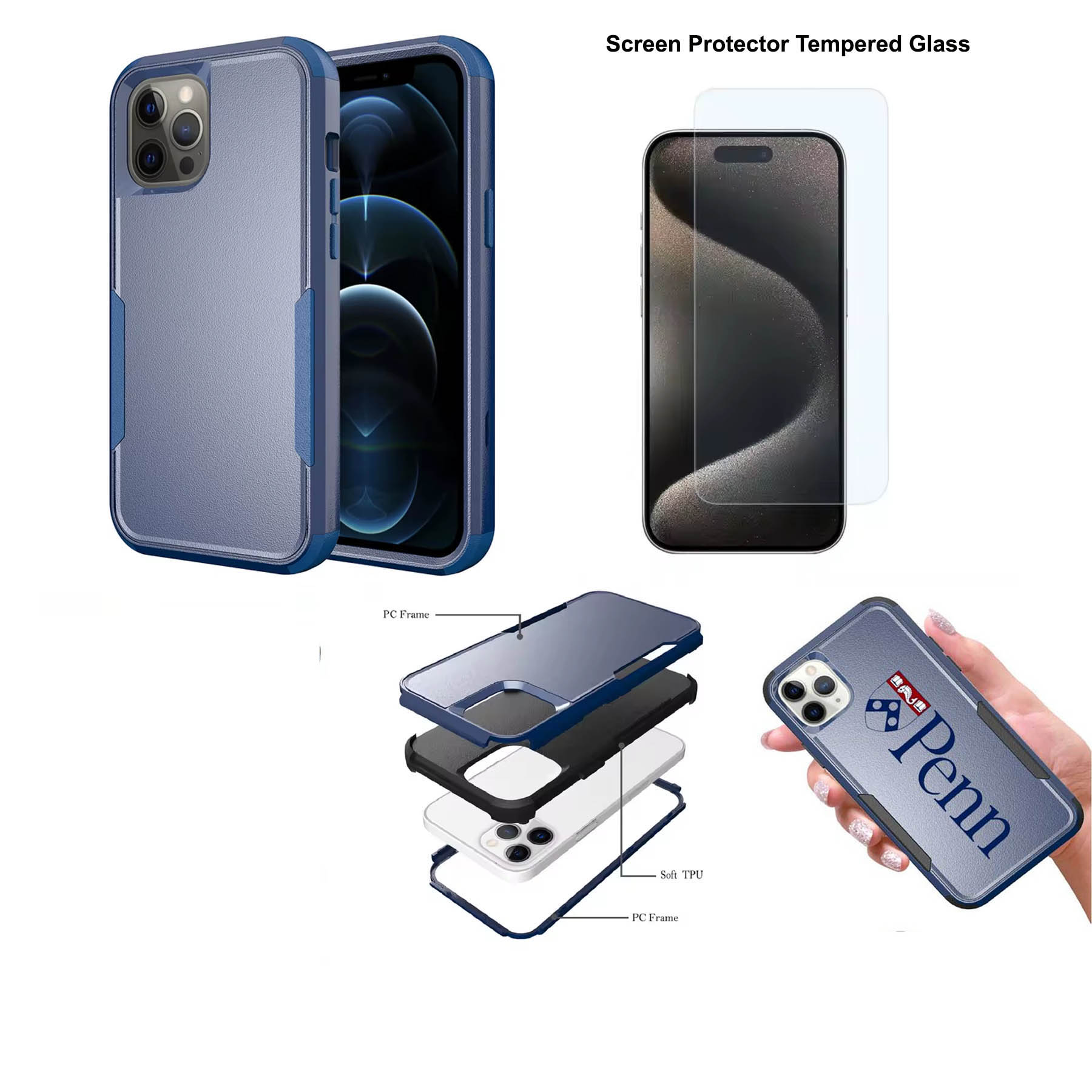 iBank ® iPhone16E Shockproof Case + Tempered Glass Screen Protector 1