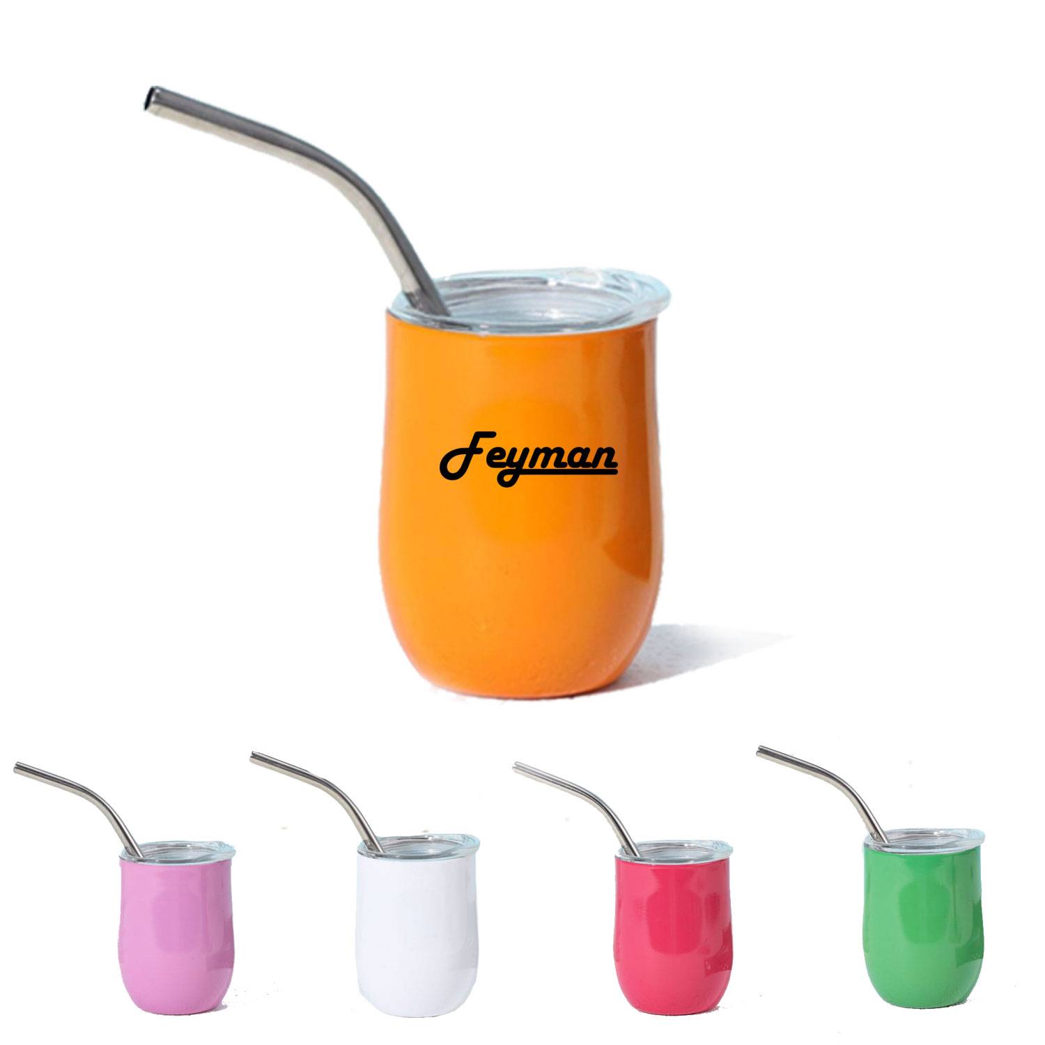 3 Oz 304 Stainless Steel Red Wine Glass W/ Straw 6