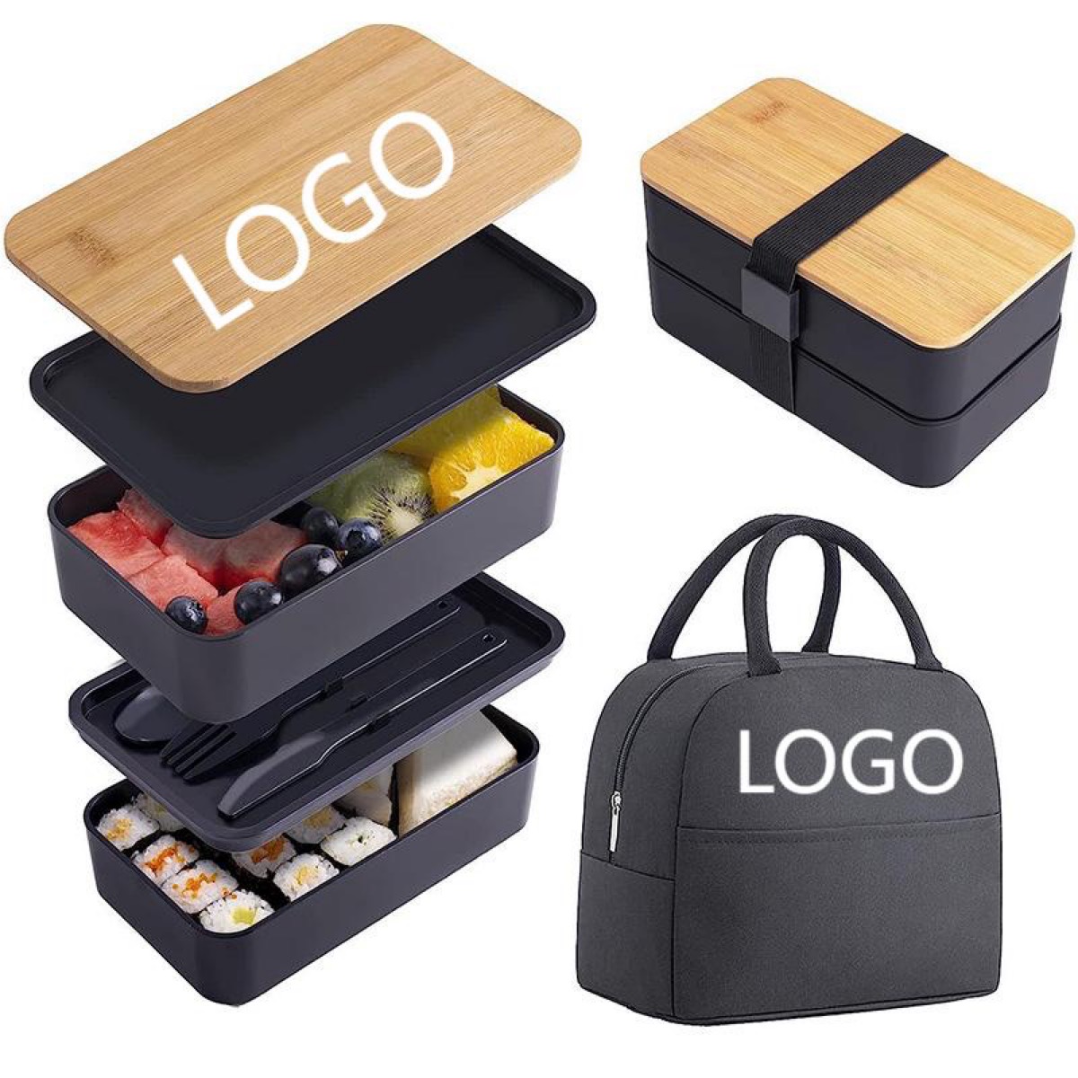Custom Logo Bento Box & Tote Bag Set 2