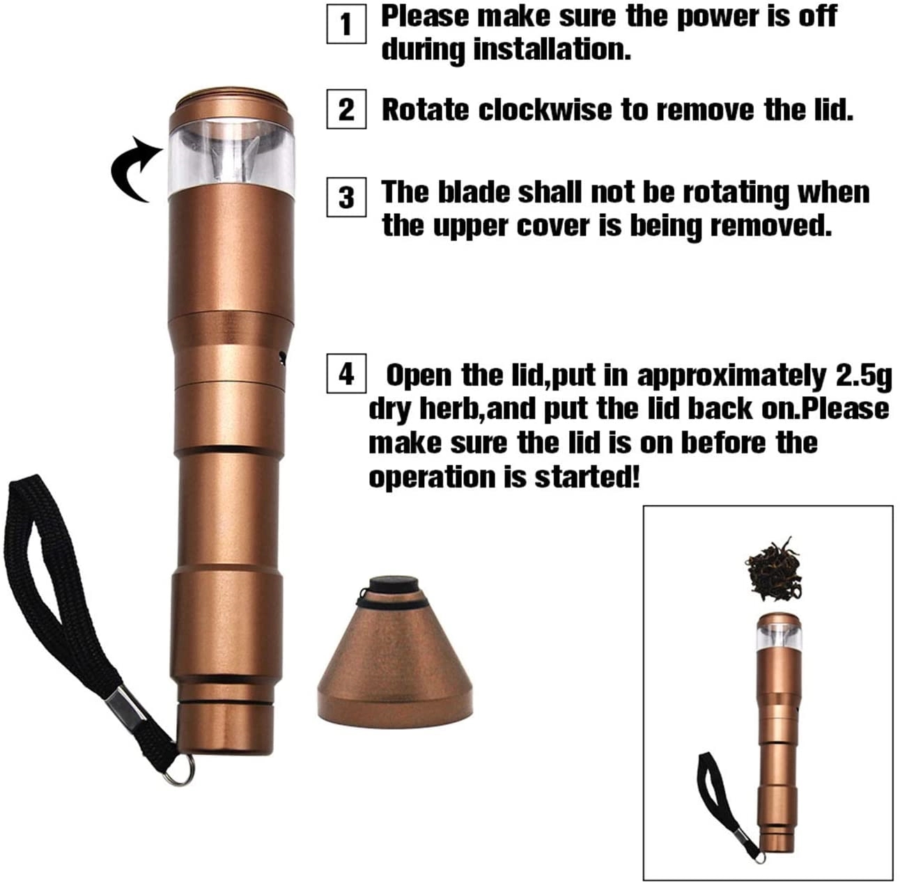 Rechargeable Battery Electric Herb Grinder Pen 4