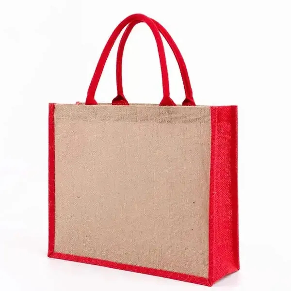 Two Tone Gusset Jute Tote Bag 7