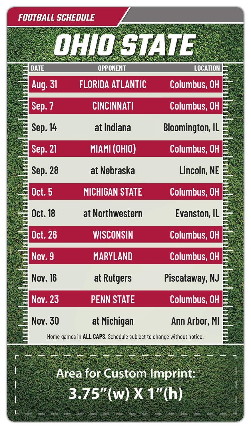 Magnet Sport Schedules - 4x7 Football Round Corners - 25 mil.