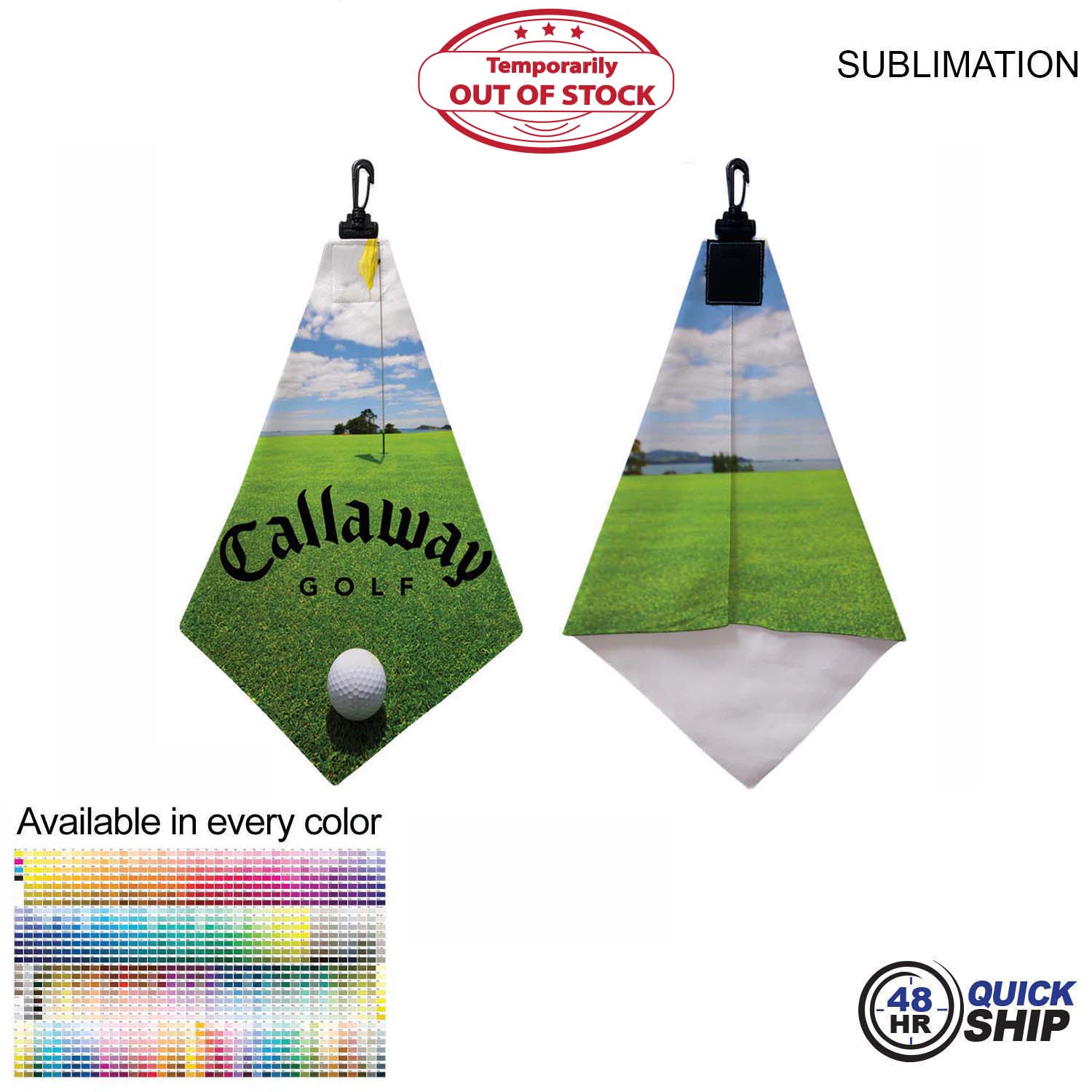 48Hr Quick Ship - Microfiber Suede Shammy Golf Towel, Triangle Shape, 11x17, Sublimated 6