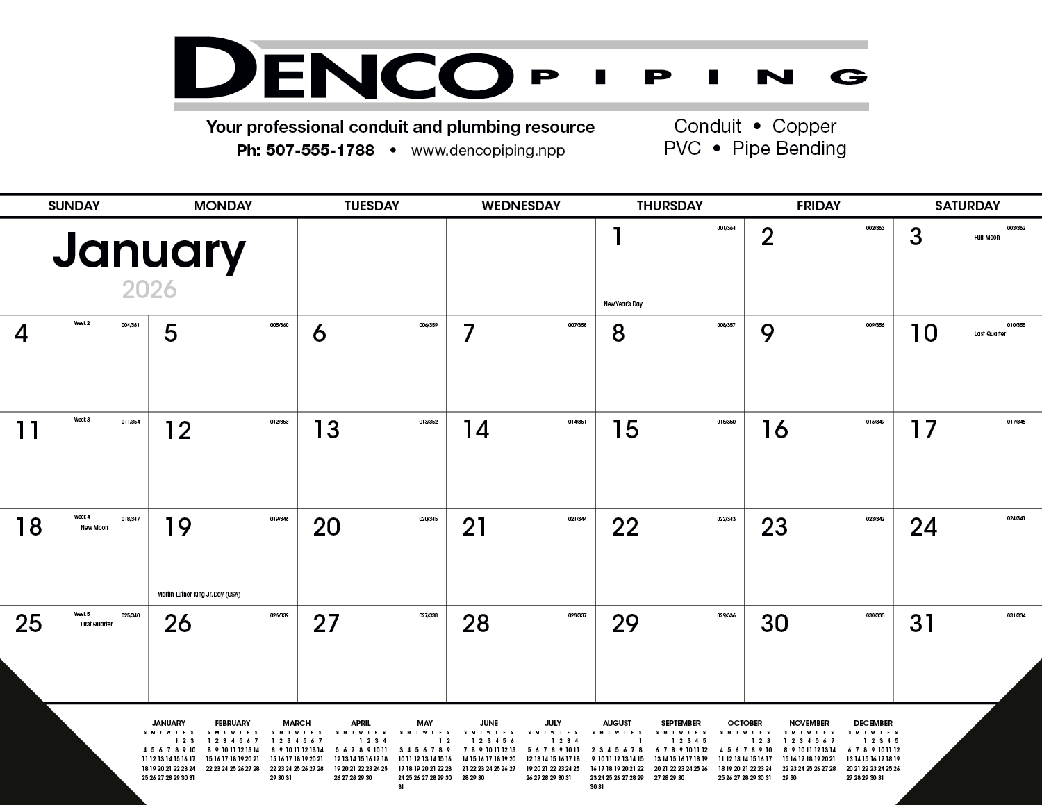 Triumph® Calendars Black & White Desk Pad with Vinyl Corners 3