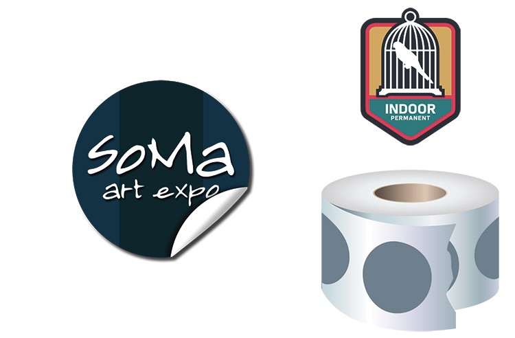 Roll Stickers / Decal - Indoor Permanent - 1.0" Diameter Round Shape 2