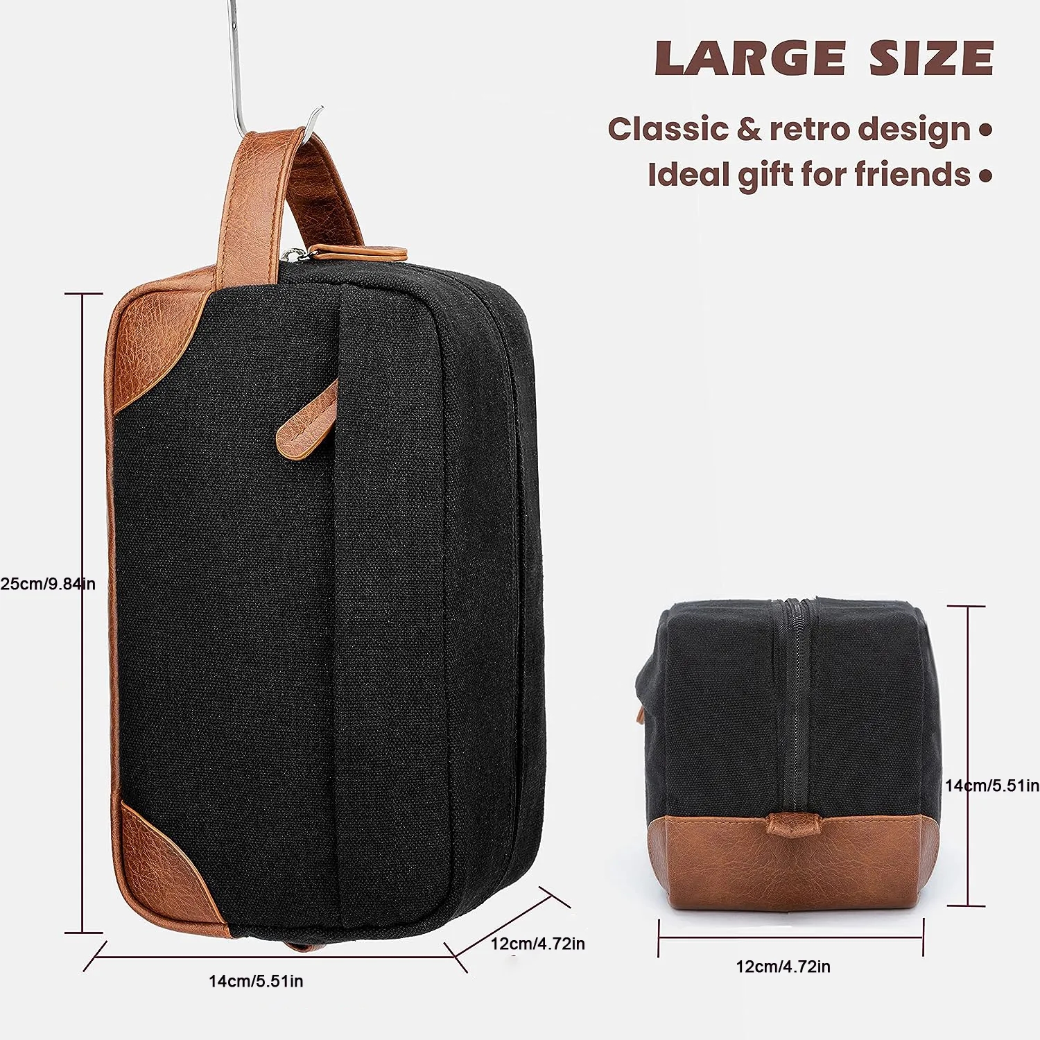 Canvas Toiletry Bag Hanging Dopp Kit Unisex 4