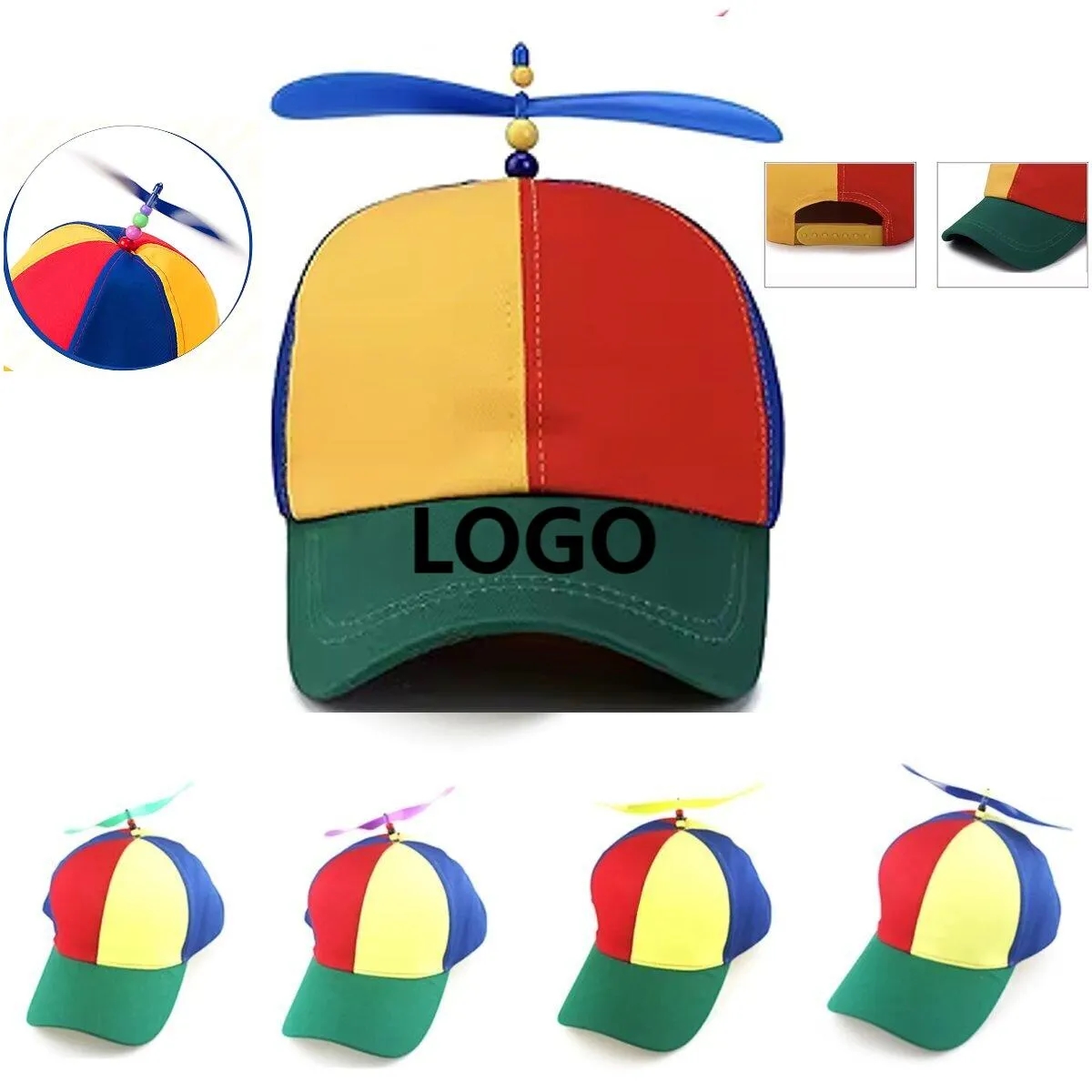 100% Cotton Detachable Propeller Bamboo Dragonfly Shade Cap 4