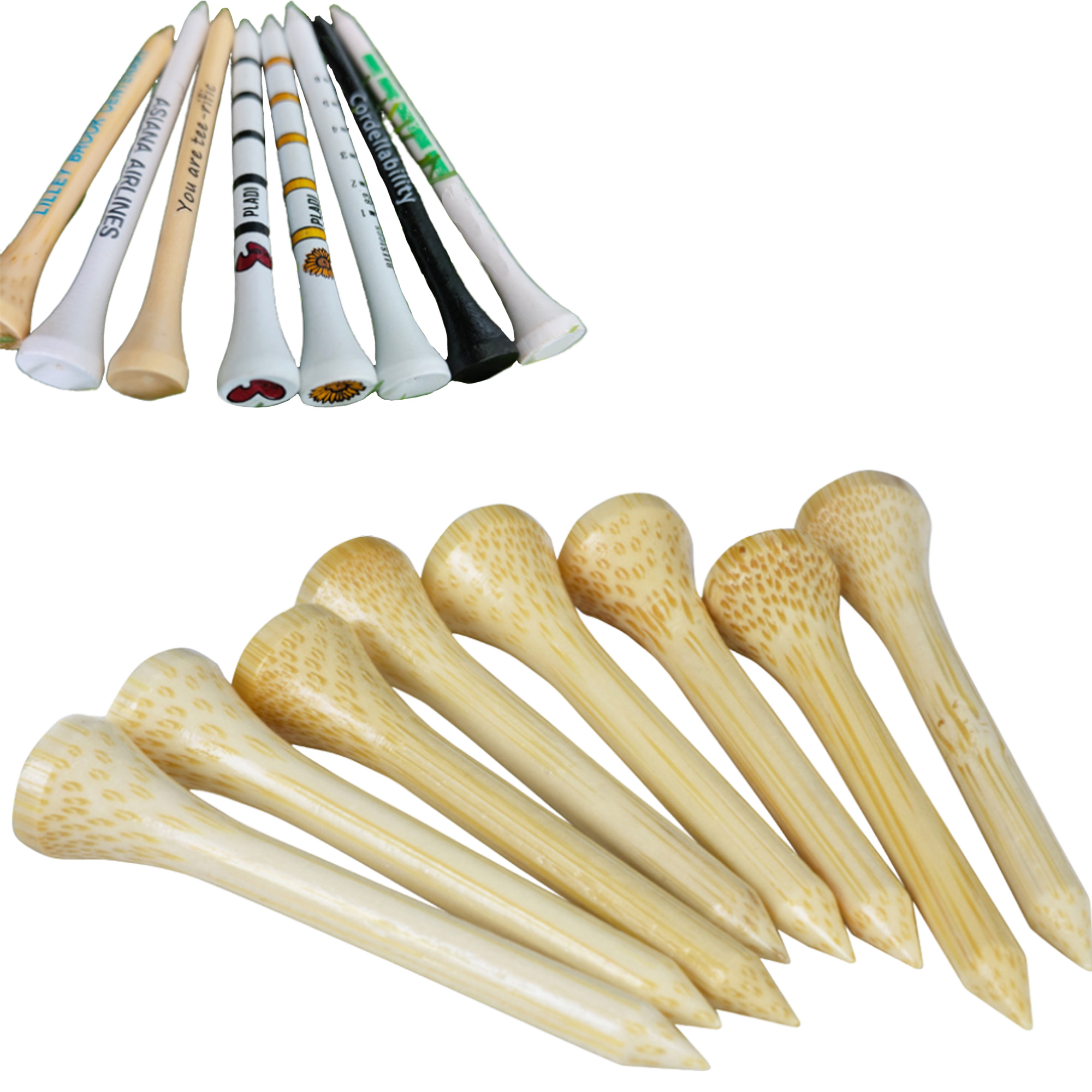 Colorful Golf Tees in Wooden Finish Size 3.3" x 0.25" 3
