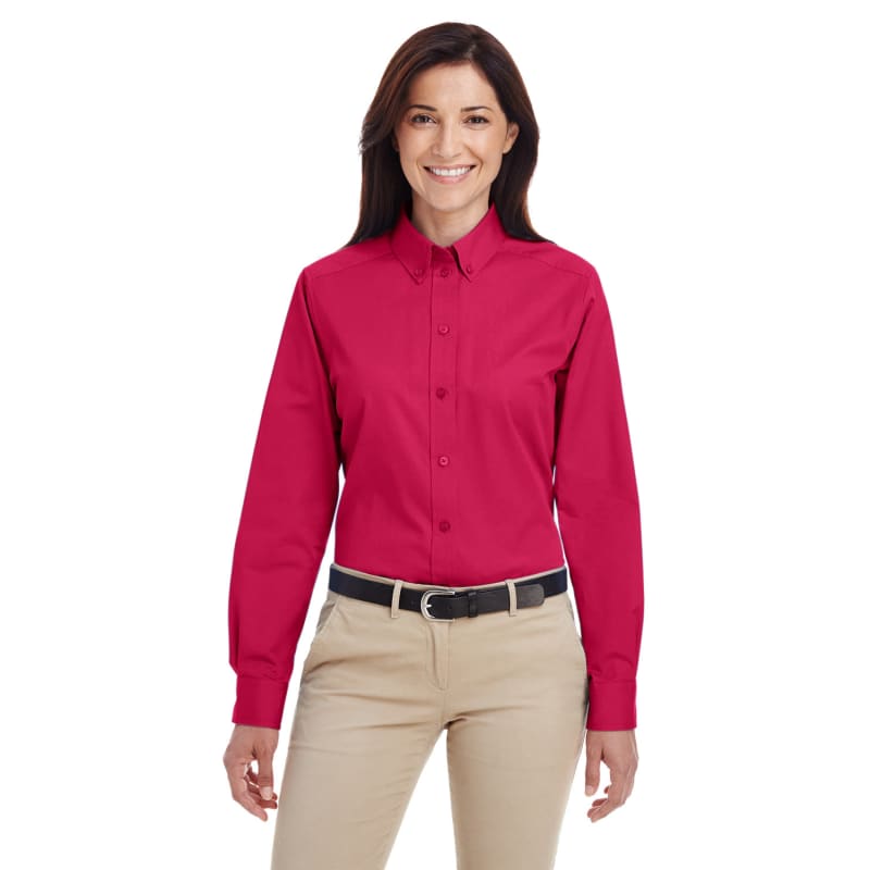 Harriton Ladies' Foundation 100% Cotton Long-Sleeve Twill Shirt With Teflon™ 13