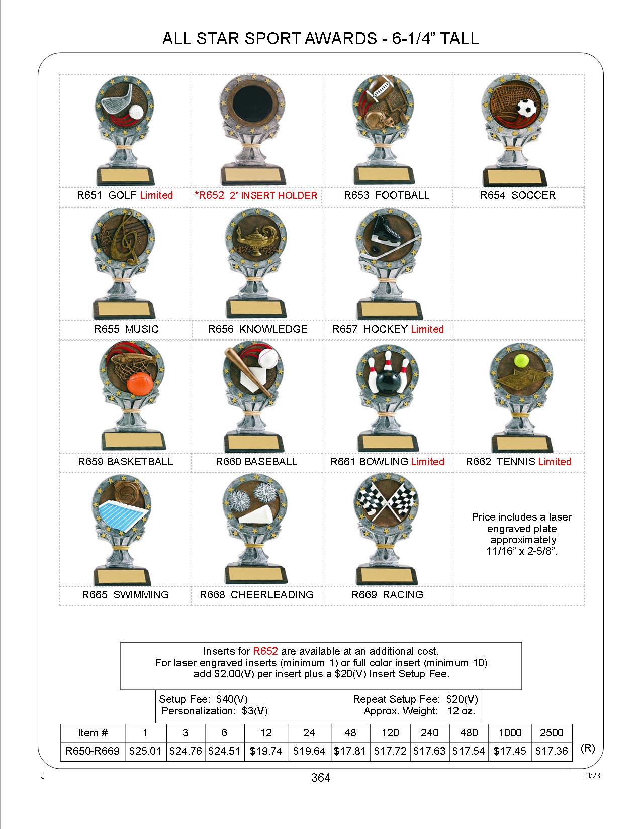 6-1/4" Baseball All Star Award 2