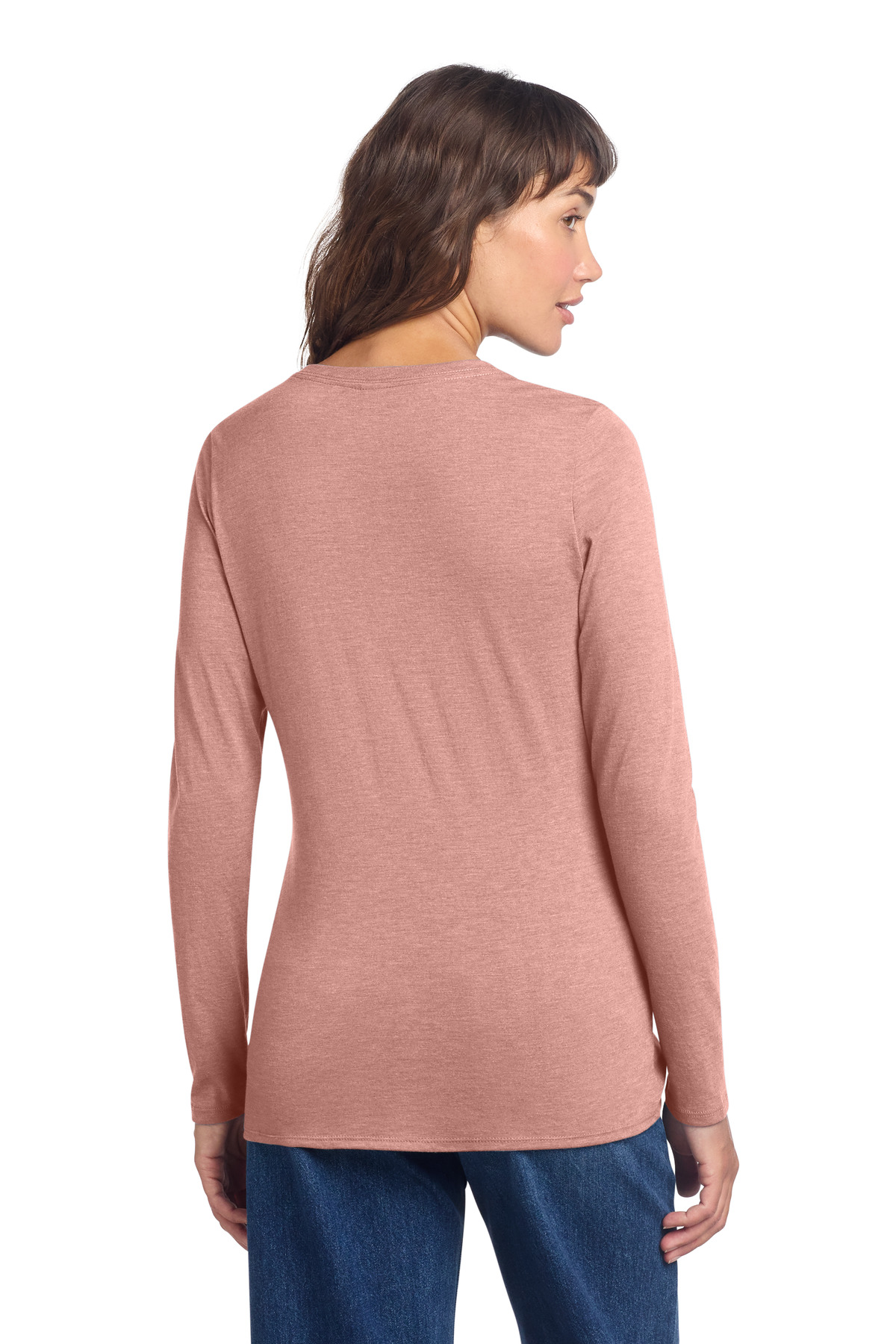 District Women's Perfect Tri Long Sleeve V-Neck Tee DT135 5